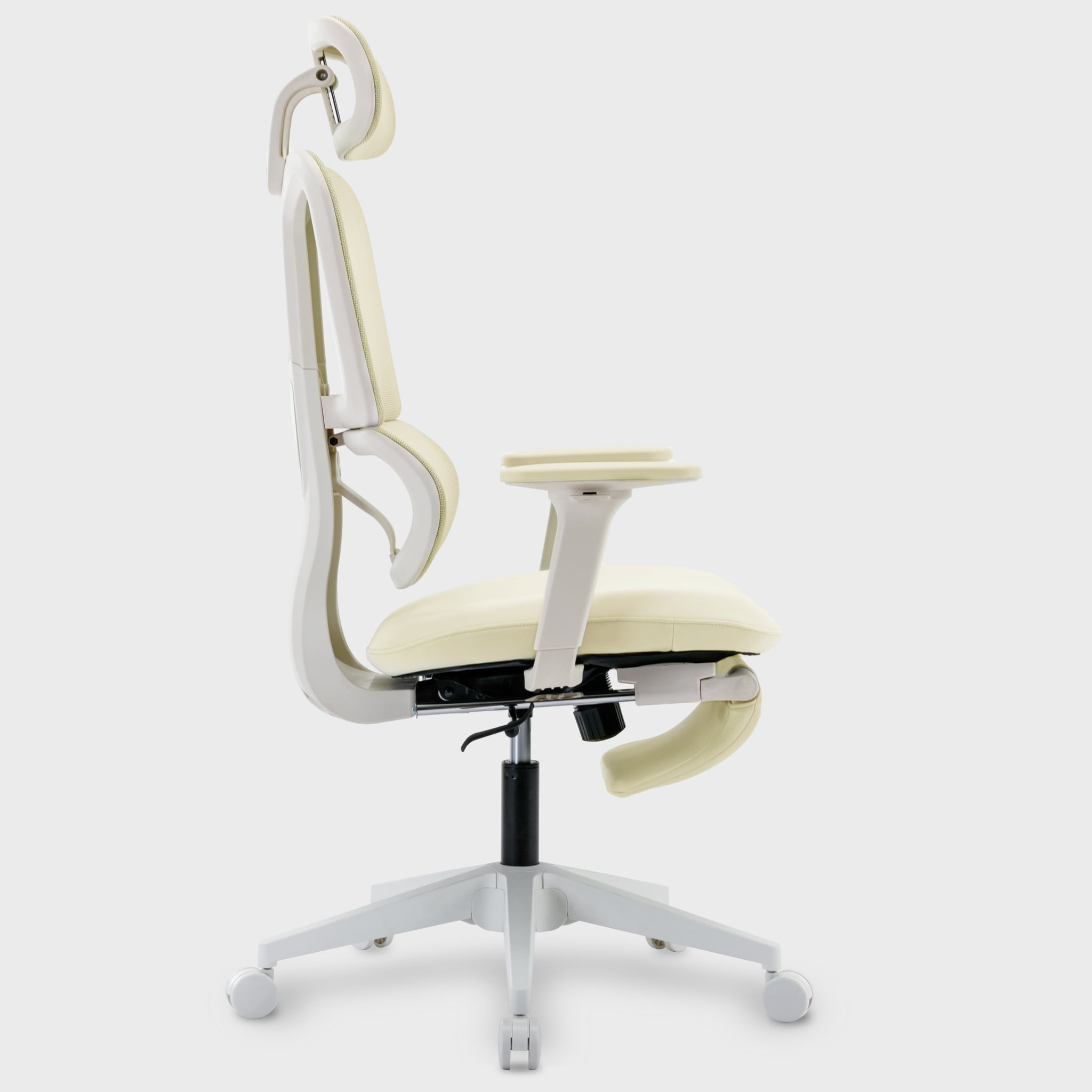 Multi-functional Ergonomic Mesh Office Chair With Adjustable Armrest,Footrest,Lumbar Support, 360° Silent Wheels,Headrest For Home & Office,Beige_voghion.com