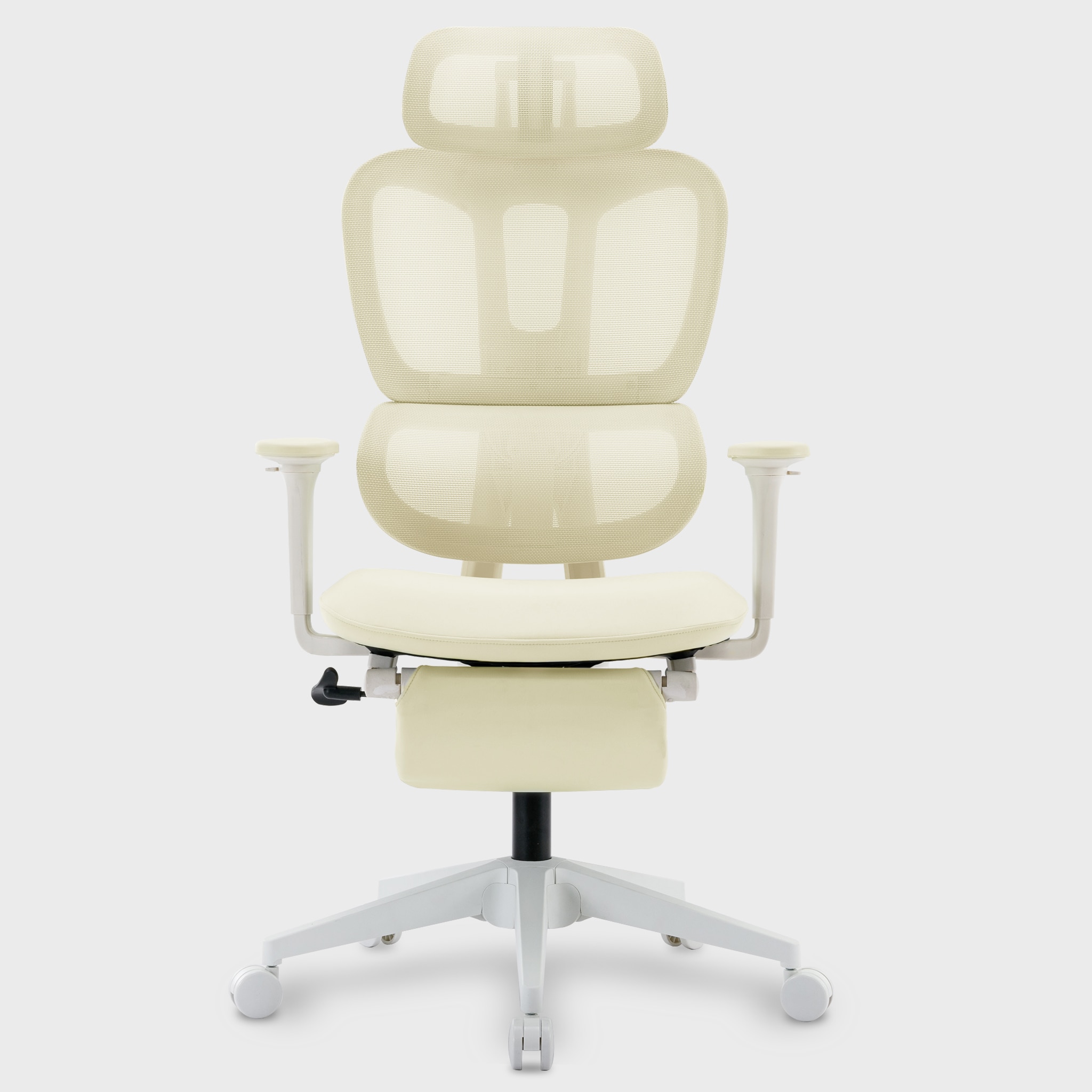 Multi-functional Ergonomic Mesh Office Chair With Adjustable Armrest,Footrest,Lumbar Support, 360° Silent Wheels,Headrest For Home & Office,Beige_voghion.com