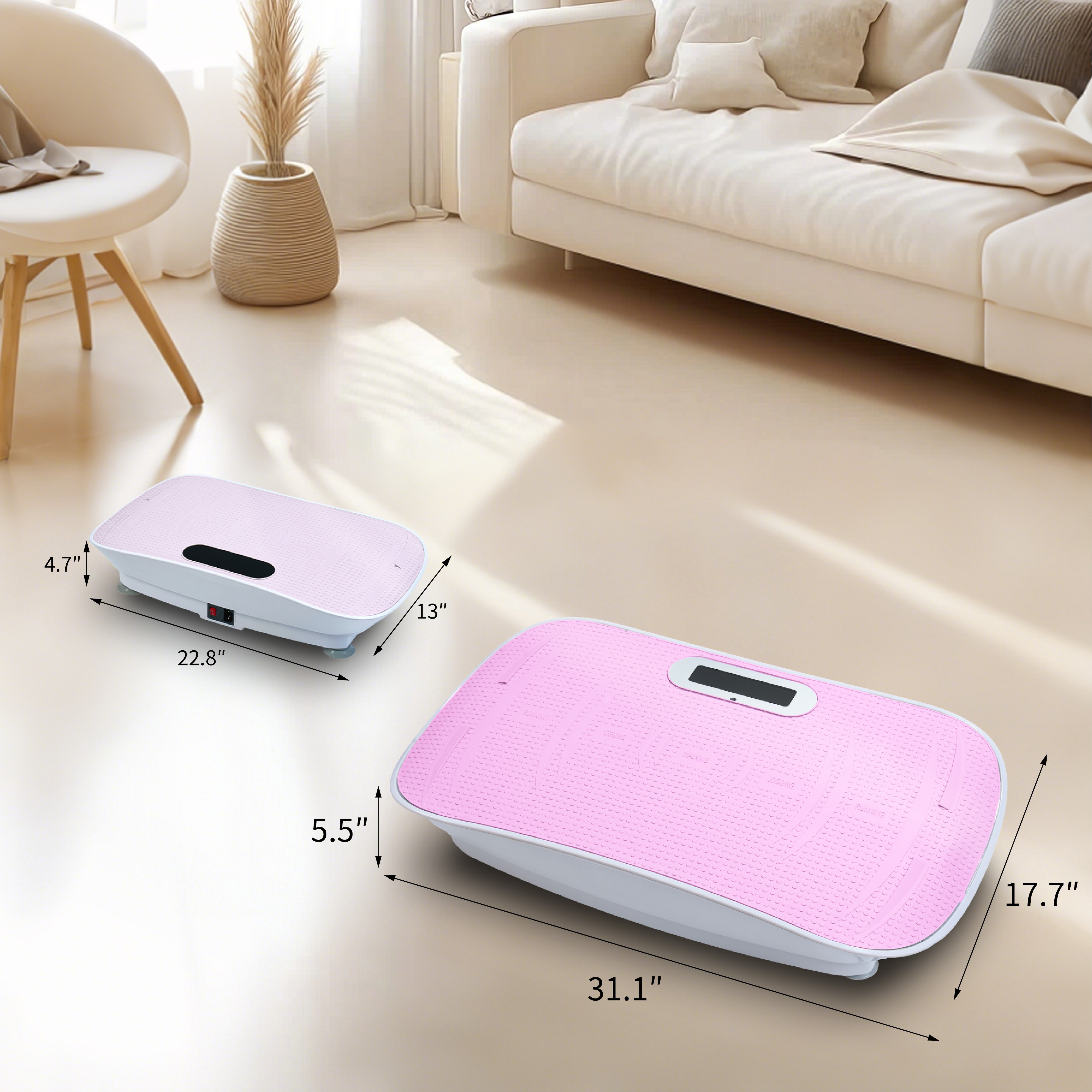 Full Body Vibration Platform Crazy Fitness Massage 10-Frequency Weight Loss & Fat Burner Shaking Machine For Unisex Pink_voghion.com