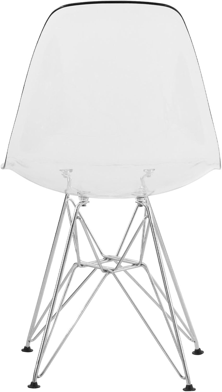 2 Pack Eames chair Eiffel Tower silver base  Ghost Chair side dinning chair transparent 