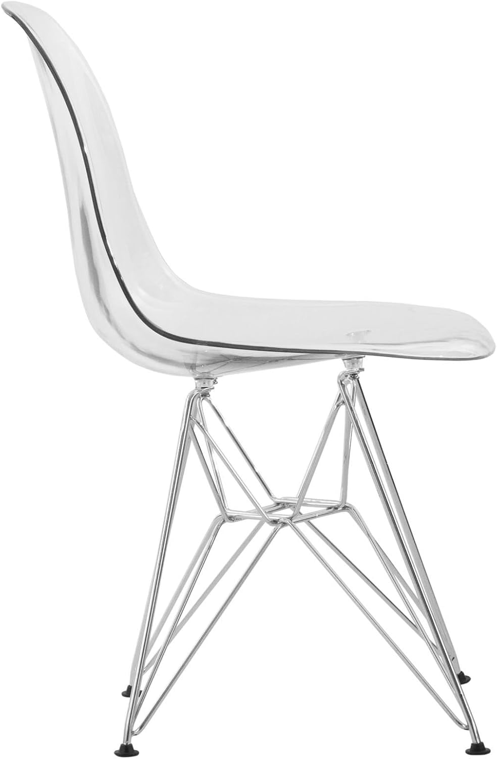2 Pack Eames chair Eiffel Tower silver base  Ghost Chair side dinning chair transparent 