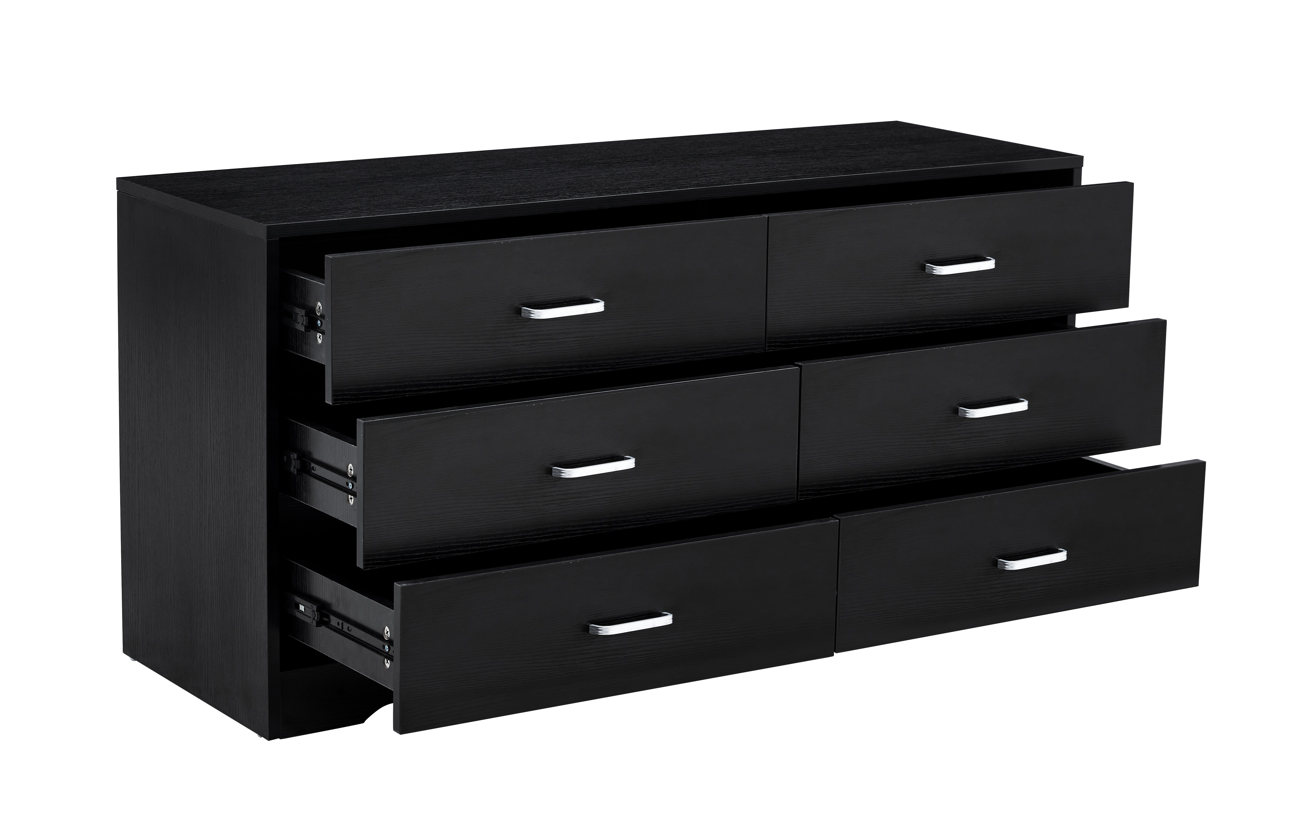 WOOD MDF BOARDS, 6 Drawers Dresser, Black_voghion.com