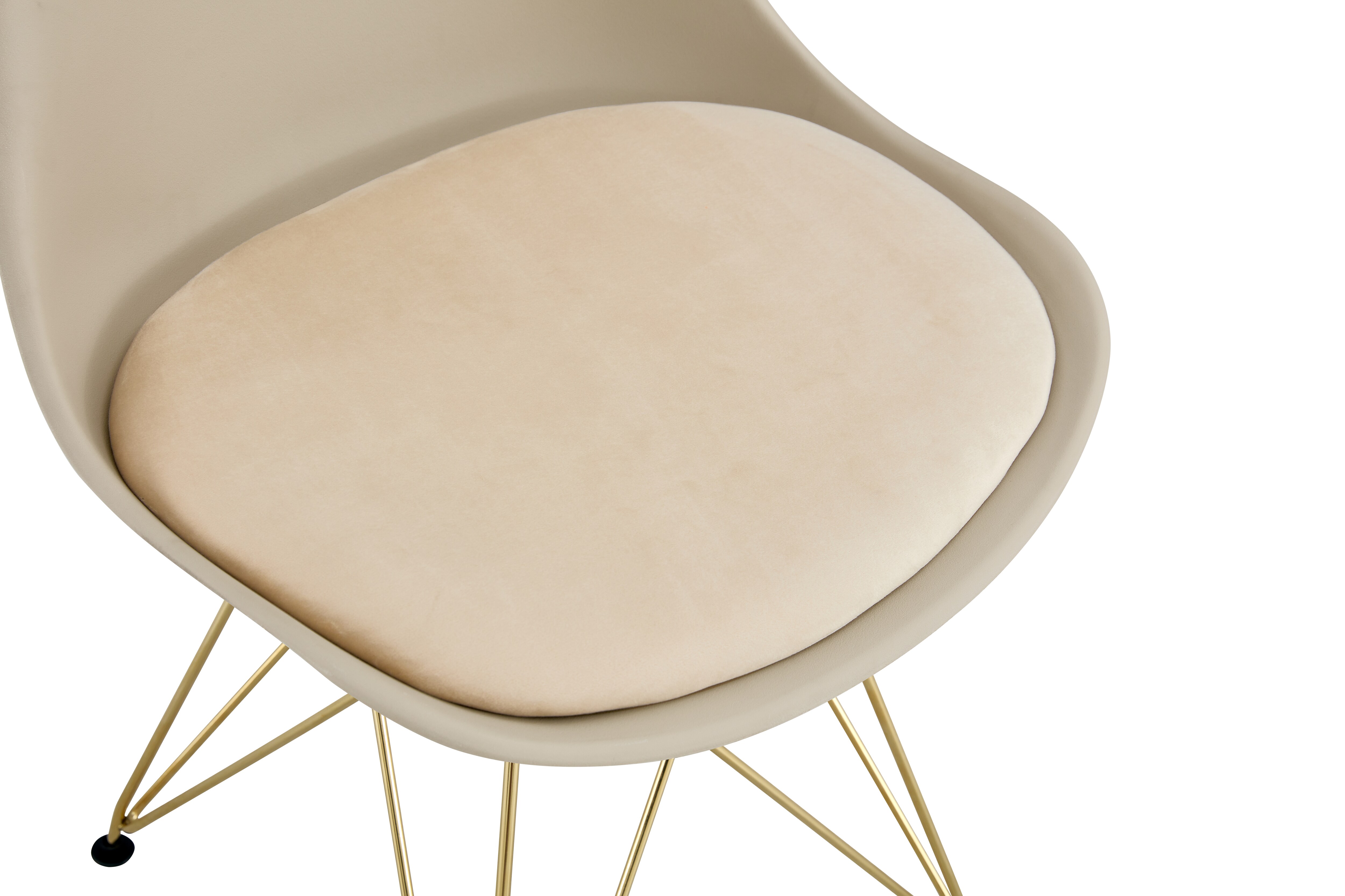 Modern Dining Chairs With Shell Lounge Plastic Seat And GOLDEN STEEL Legs KITEHCN Chairs Meeting Room Chairs Living Room,Set Of 4, Beige_voghion.com