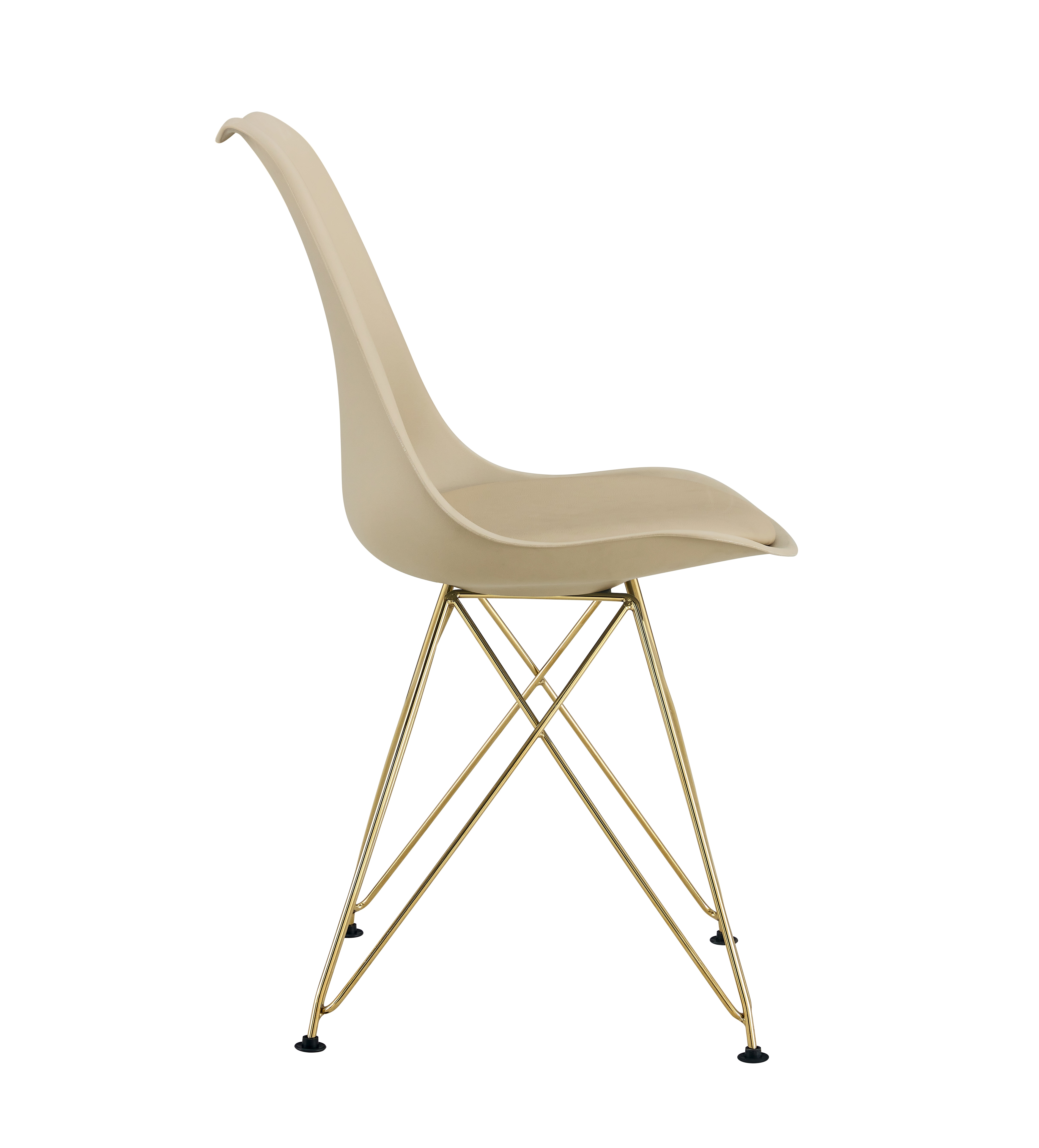 Modern Dining Chairs with Shell Lounge Plastic Seat and GOLDEN STEEL Legs KITEHCN chairs meeting room chairs living room,Set of 4, beige PU Modern Dining Chairs with Shell Lounge Plastic Seat and GOLDEN STEEL Legs KITEHCN chairs meeting room chairs living room,Set of 4, beige PU