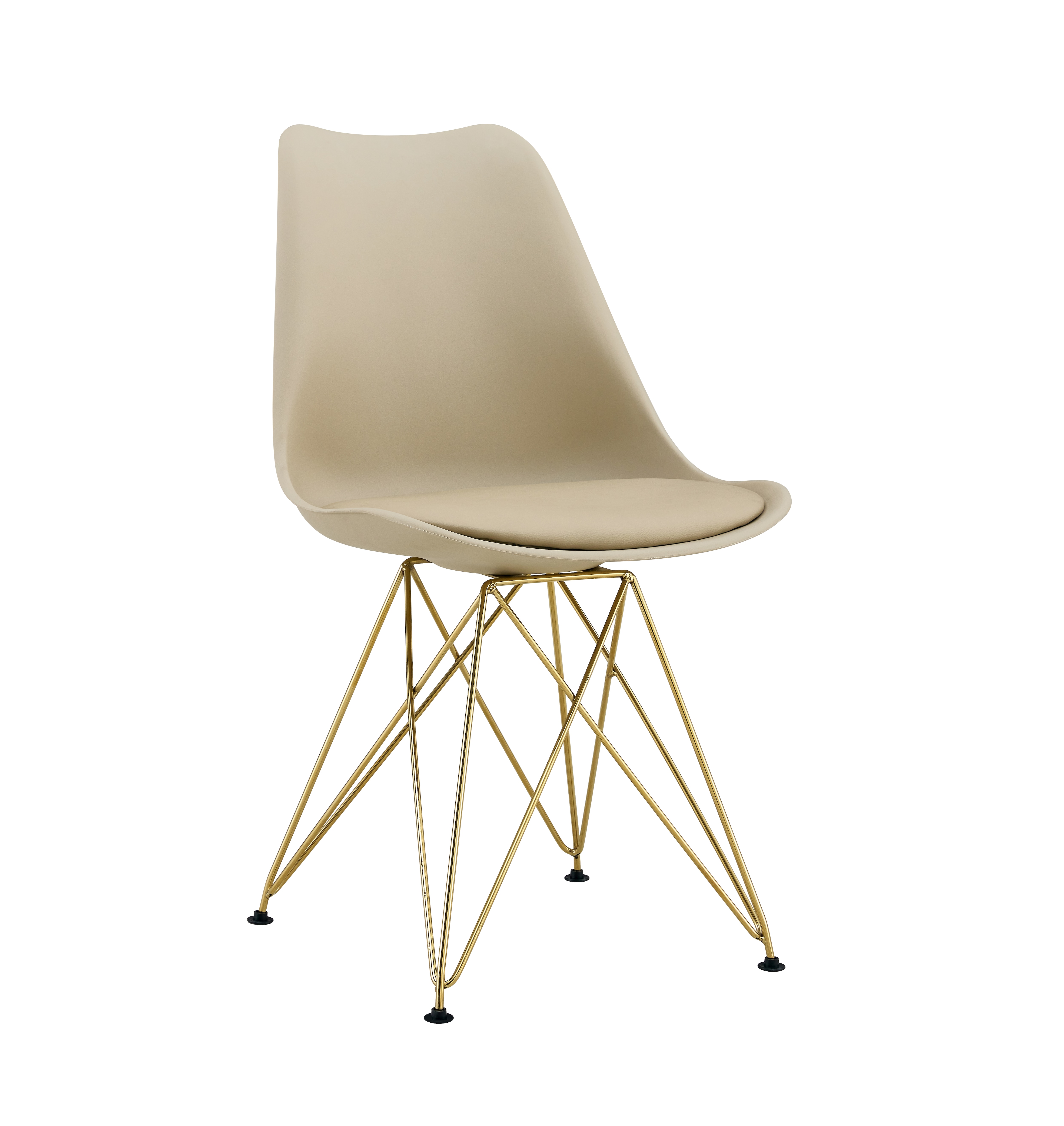 Modern Dining Chairs with Shell Lounge Plastic Seat and GOLDEN STEEL Legs KITEHCN chairs meeting room chairs living room,Set of 4, beige PU Modern Dining Chairs with Shell Lounge Plastic Seat and GOLDEN STEEL Legs KITEHCN chairs meeting room chairs living room,Set of 4, beige PU