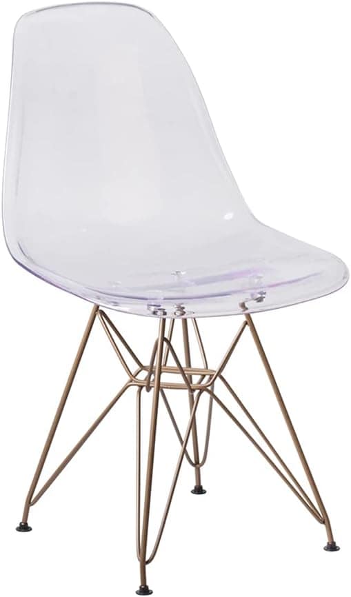 2 Pack Eames chair Eiffel Tower golden base Ghost Chair side dinning chair transparent 2 Pack Eames chair Eiffel Tower golden base Ghost Chair side dinning chair transparent