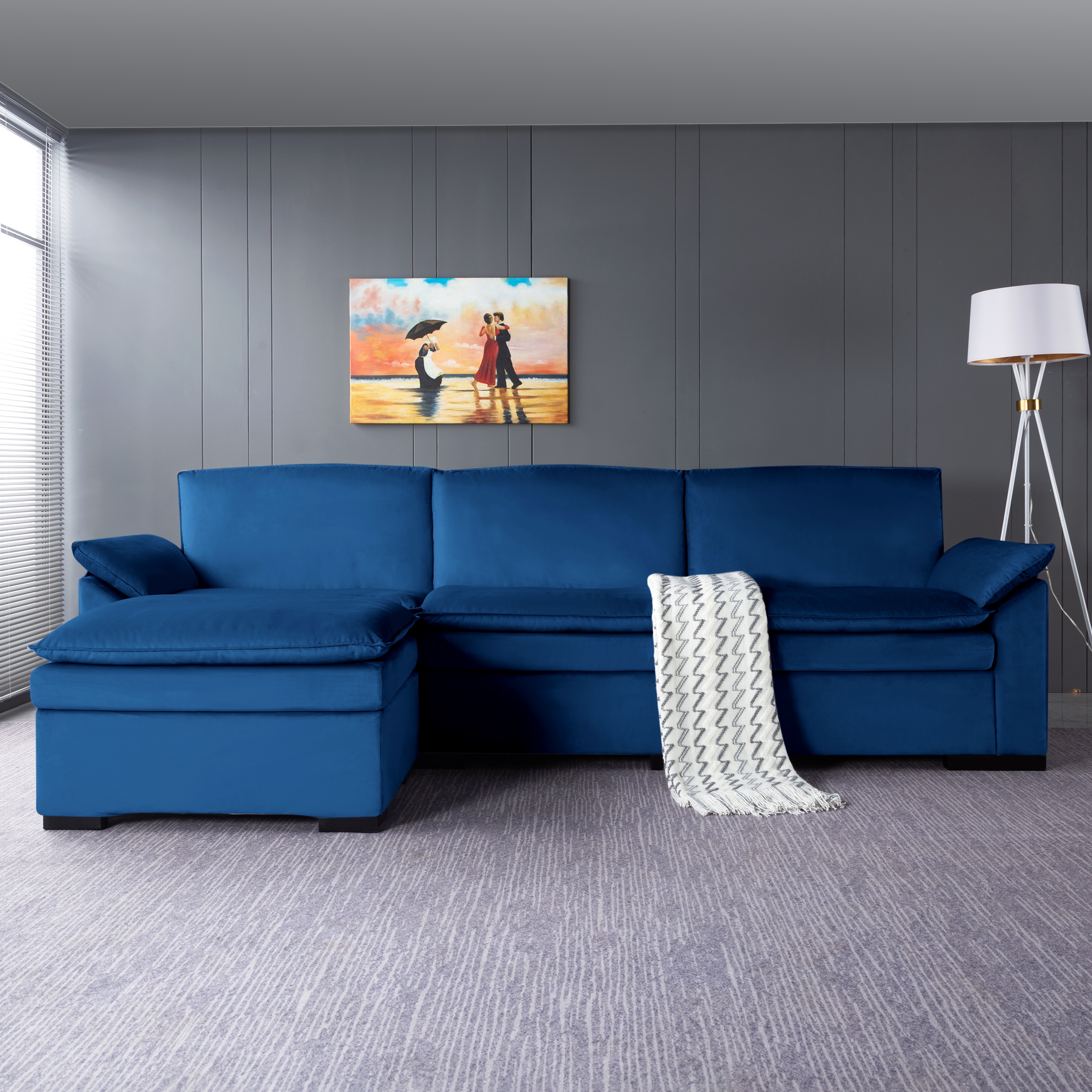 117.7” Sectional Sofa with Ottoman Navy blue
117.7” Sectional Sofa with Ottoman Navy blue