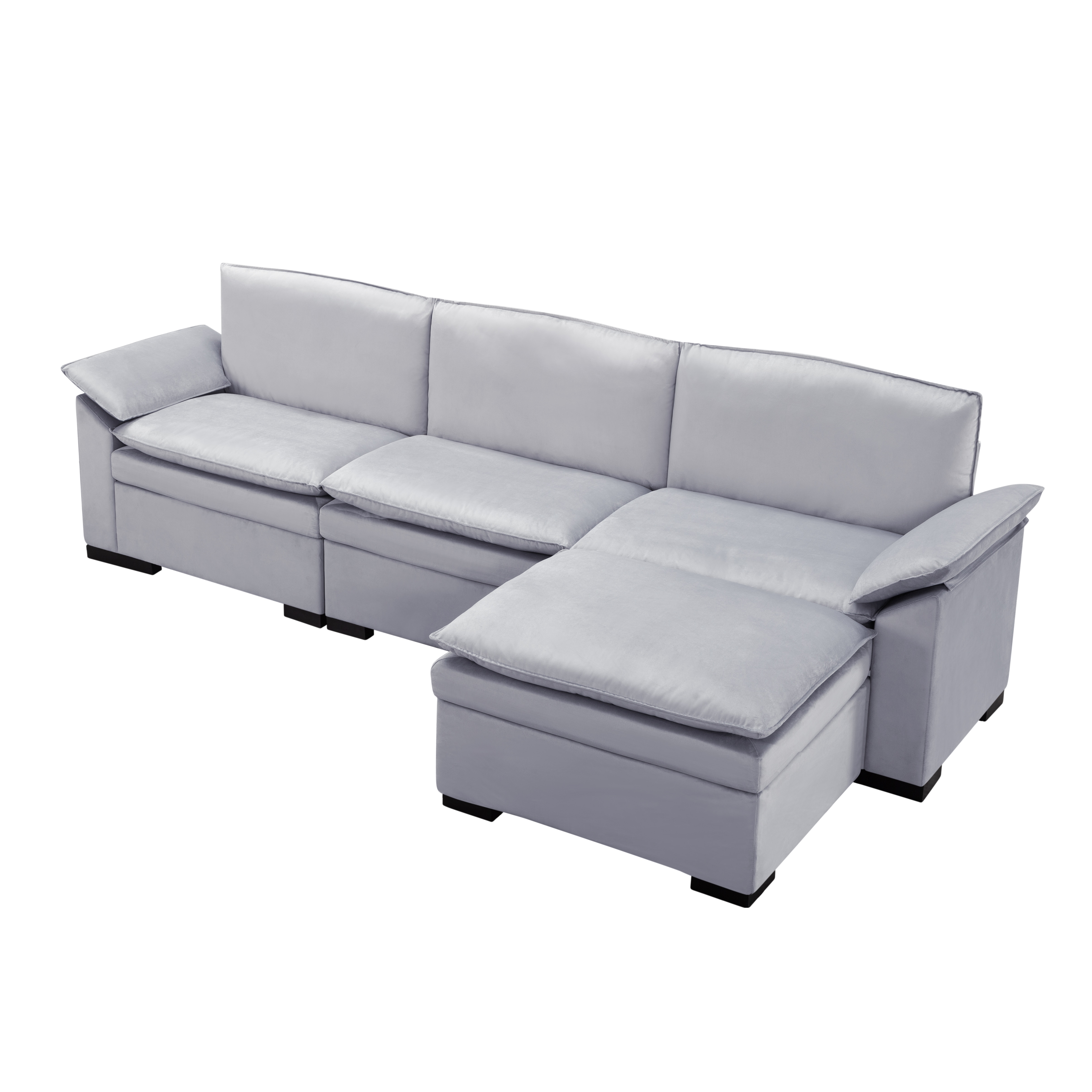 117.7” Sectional Sofa with Ottoman Light gray, 117.7” Sectional Sofa with Ottoman Light gray,