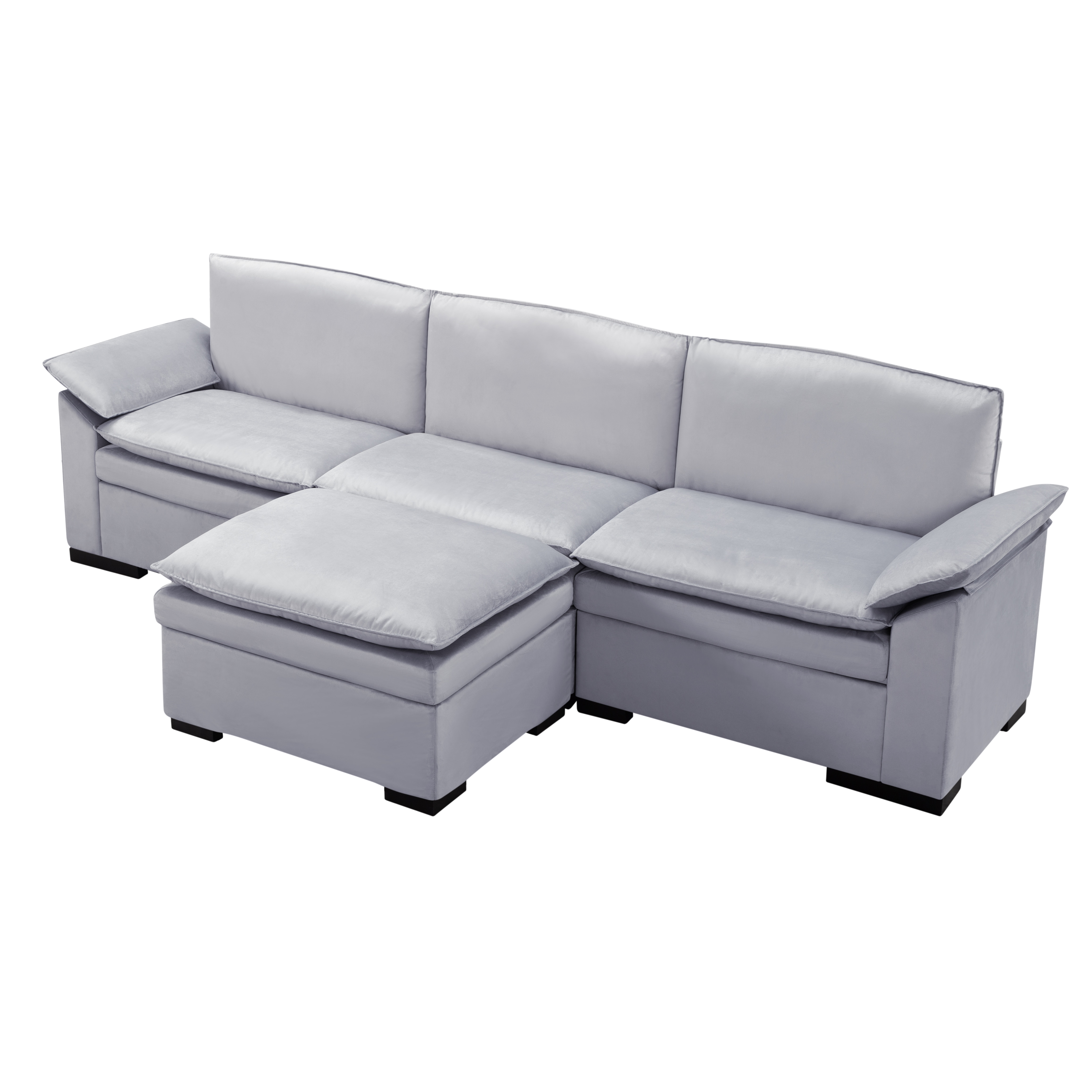117.7” Sectional Sofa with Ottoman Light gray, 117.7” Sectional Sofa with Ottoman Light gray,