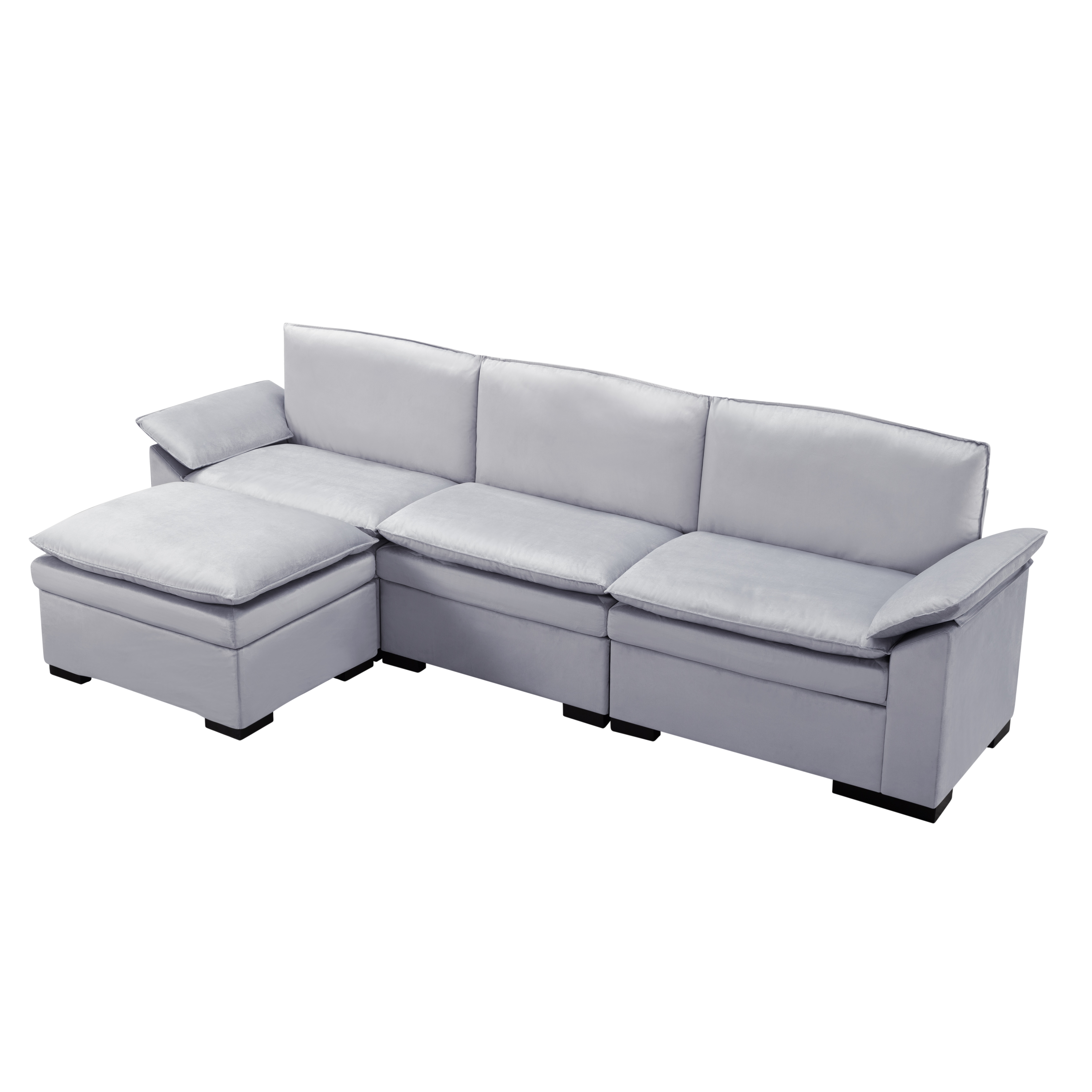 117.7” Sectional Sofa with Ottoman Light gray, 117.7” Sectional Sofa with Ottoman Light gray,