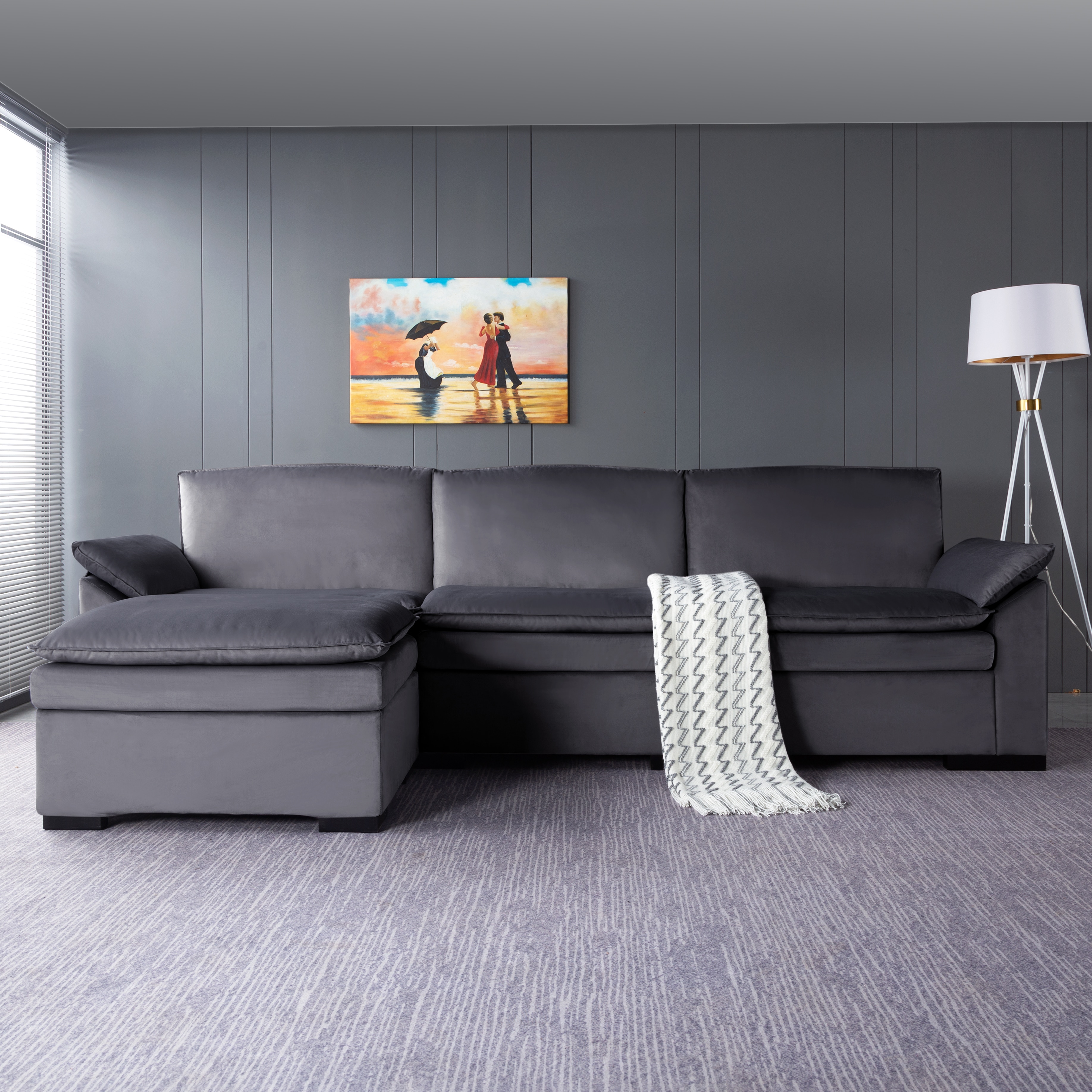 117.7” Sectional Sofa with Ottoman Dark gray 117.7” Sectional Sofa with Ottoman Dark gray