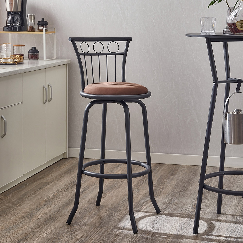 3 Bar Table and Chairs Set for Dining Room Industrial Counter Height Bar Chairs with Metal Back, Fabric Seat 3 Bar Table and Chairs Set for Dining Room Industrial Counter Height Bar Chairs with Metal Back, Fabric Seat