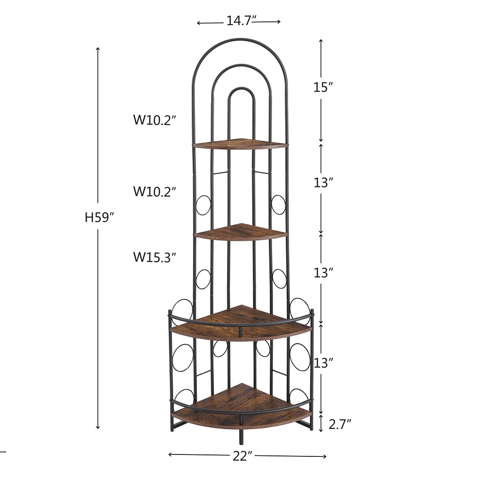 Corner Storage Shelf,4-Tier Corner Bookshelf,Plant Stand with Metal Frame,for Living Room,Kitchen,Home Office,Modern Style Corner Storage Shelf,4-Tier Corner Bookshelf,Plant Stand with Metal Frame,for Living Room,Kitchen,Home Office,Modern Style