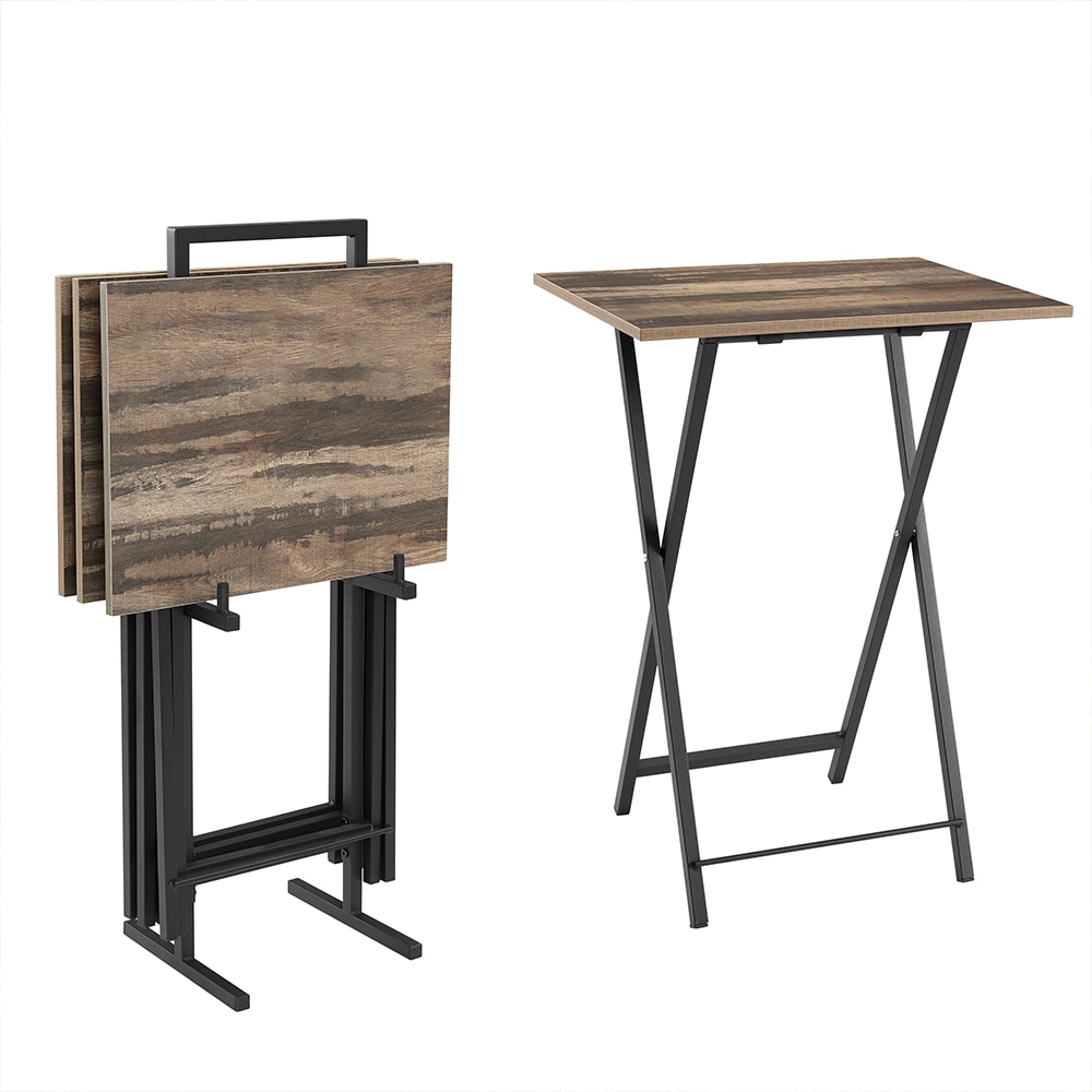5 Piece Folding TV Tray Table Set,Foldable Sofa Side Table,End Table,Snack Table,Space Saving