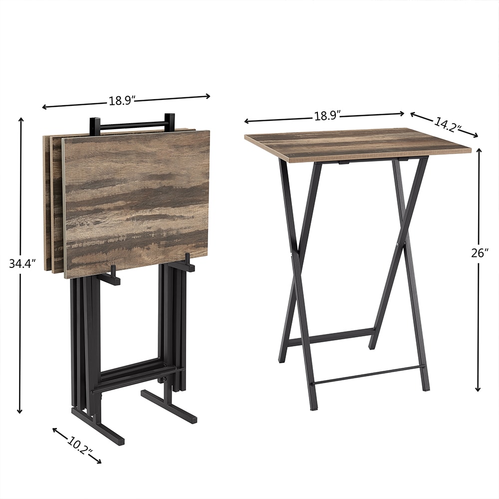 5 Piece Folding TV Tray Table Set,Foldable Sofa Side Table,End Table,Snack Table,Space Saving