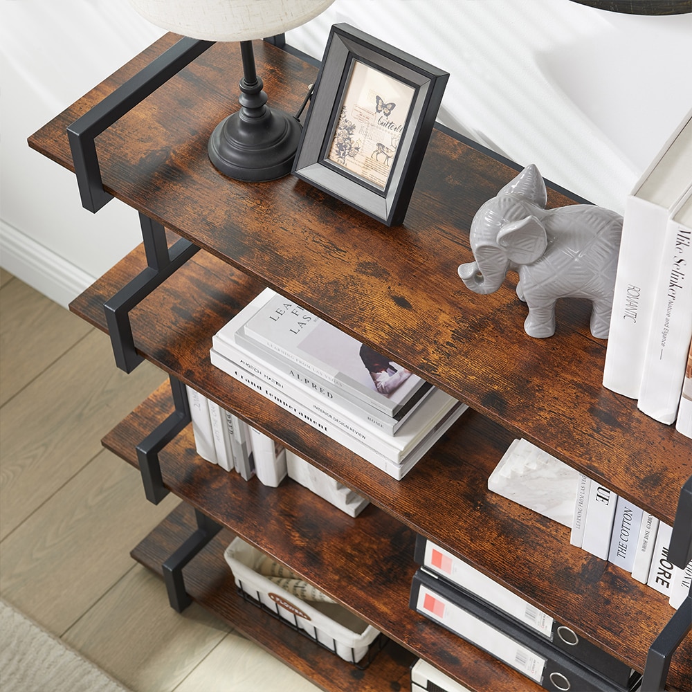 Industrial 4 Tier Bookshelf,Metal and Wood Bookcase,Open Wide Display Storage Bookshelves,for Bedroom,Living Room,Home Office, Easy Assembly Industrial 4 Tier Bookshelf,Metal and Wood Bookcase,Open Wide Display Storage Bookshelves,for Bedroom,Living Room,Home Office, Easy Assembly