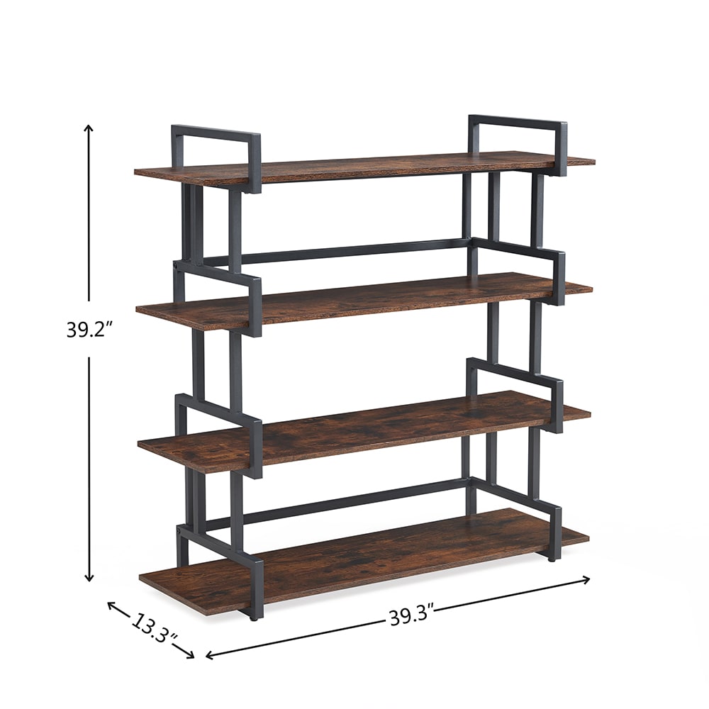 Industrial 4 Tier Bookshelf,Metal and Wood Bookcase,Open Wide Display Storage Bookshelves,for Bedroom,Living Room,Home Office, Easy Assembly Industrial 4 Tier Bookshelf,Metal and Wood Bookcase,Open Wide Display Storage Bookshelves,for Bedroom,Living Room,Home Office, Easy Assembly