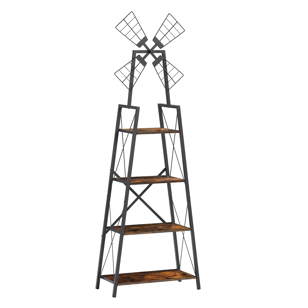 4-Tier Bookshelf,Display Storage Shelves with Metal Frame,Bookcase Organizer with Windmill for Living Room,Home Office 4-Tier Bookshelf,Display Storage Shelves with Metal Frame,Bookcase Organizer with Windmill for Living Room,Home Office