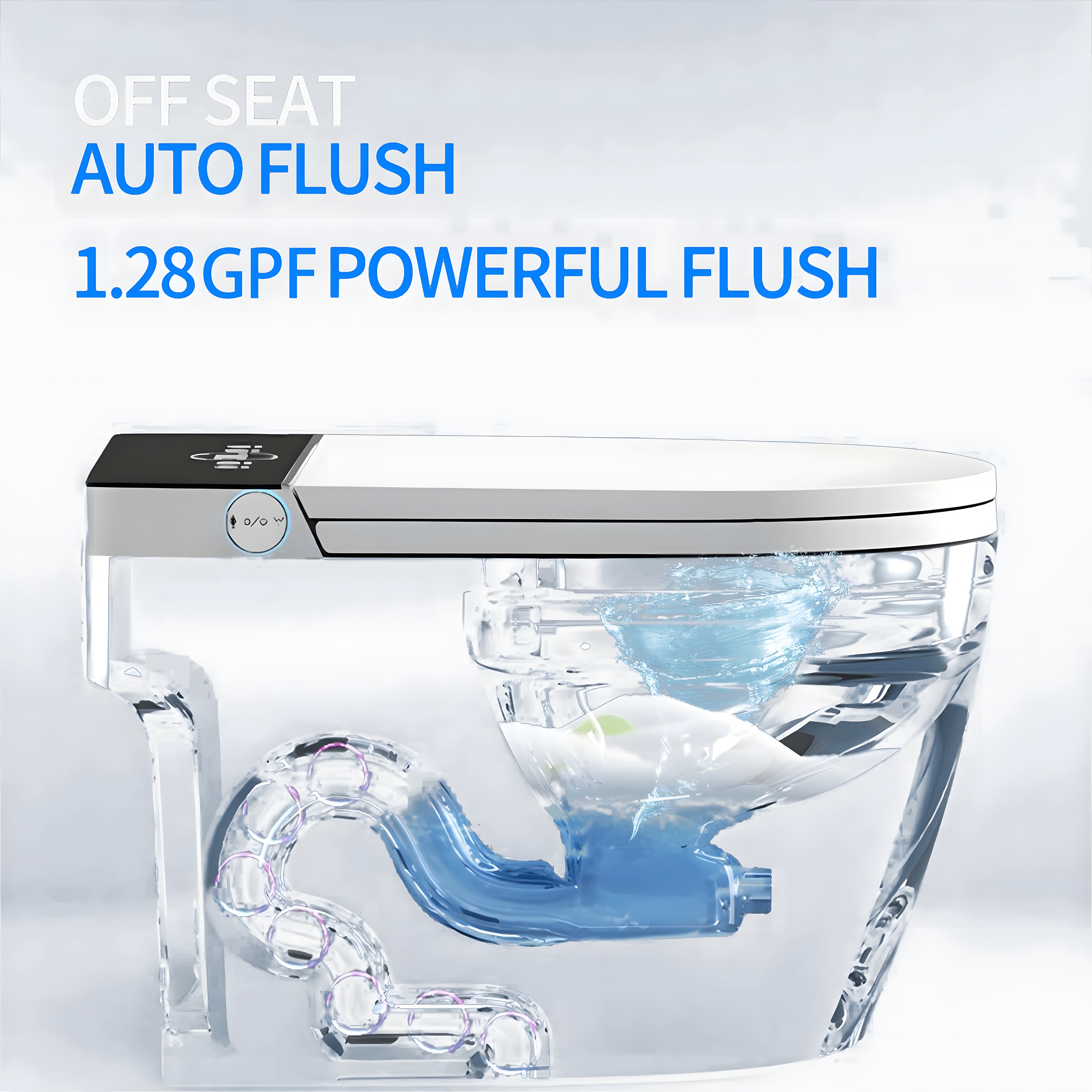 Smart Toilet With Bidet Built In One-piece Bidet Toilet Seat,Foot Sensor Flushing, Heated Seat And Multi-Functional Remote Control Night Light,LED Display_voghion.com