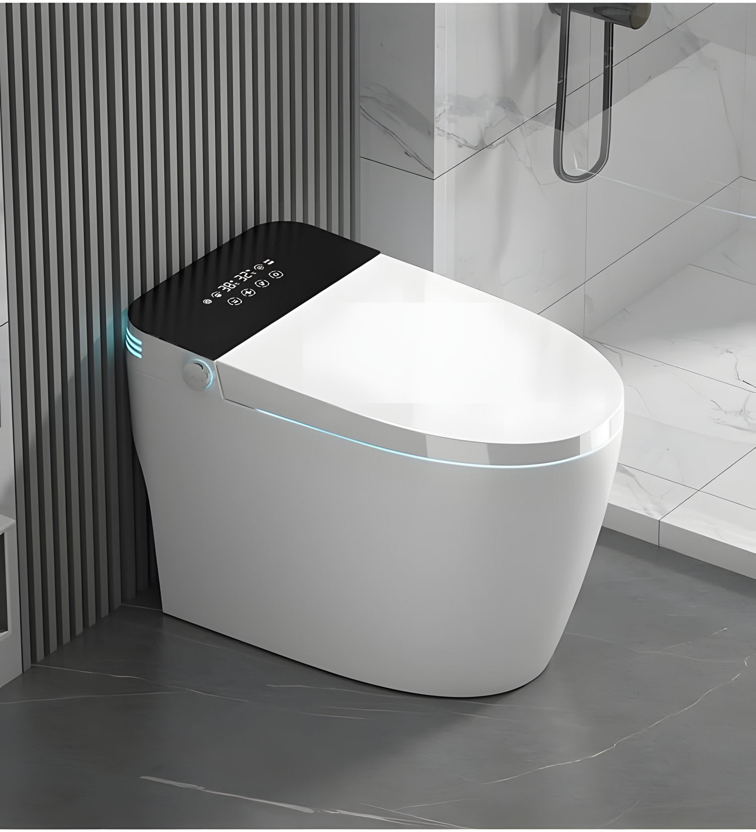 Smart Toilet With Bidet Built In One-piece Bidet Toilet Seat,Foot Sensor Flushing, Heated Seat And Multi-Functional Remote Control Night Light,LED Display_voghion.com