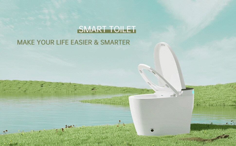 Smart Toilet With Bidet Built In One-piece Bidet Toilet Seat,Foot Sensor Flushing, Heated Seat And Multi-Functional Remote Control Night Light,LED Display_voghion.com