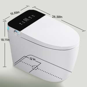 Smart Toilet With Bidet Built In One-piece Bidet Toilet Seat,Foot Sensor Flushing, Heated Seat And Multi-Functional Remote Control Night Light,LED Display_voghion.com