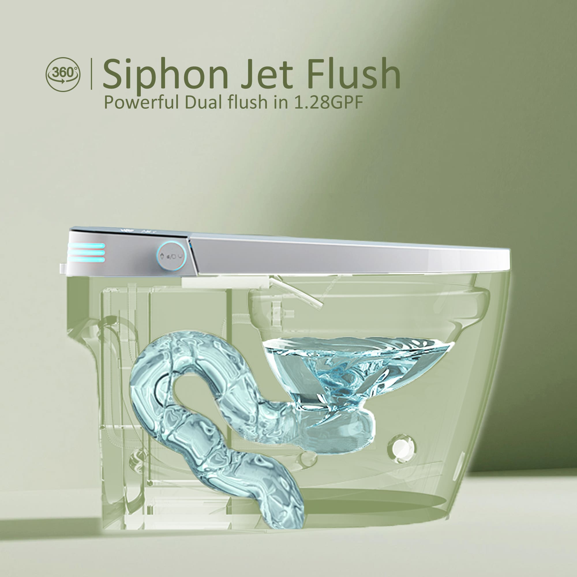 Smart Toilet With Bidet Built In One-piece Bidet Toilet Seat,Foot Sensor Flushing, Heated Seat And Multi-Functional Remote Control Night Light,LED Display_voghion.com