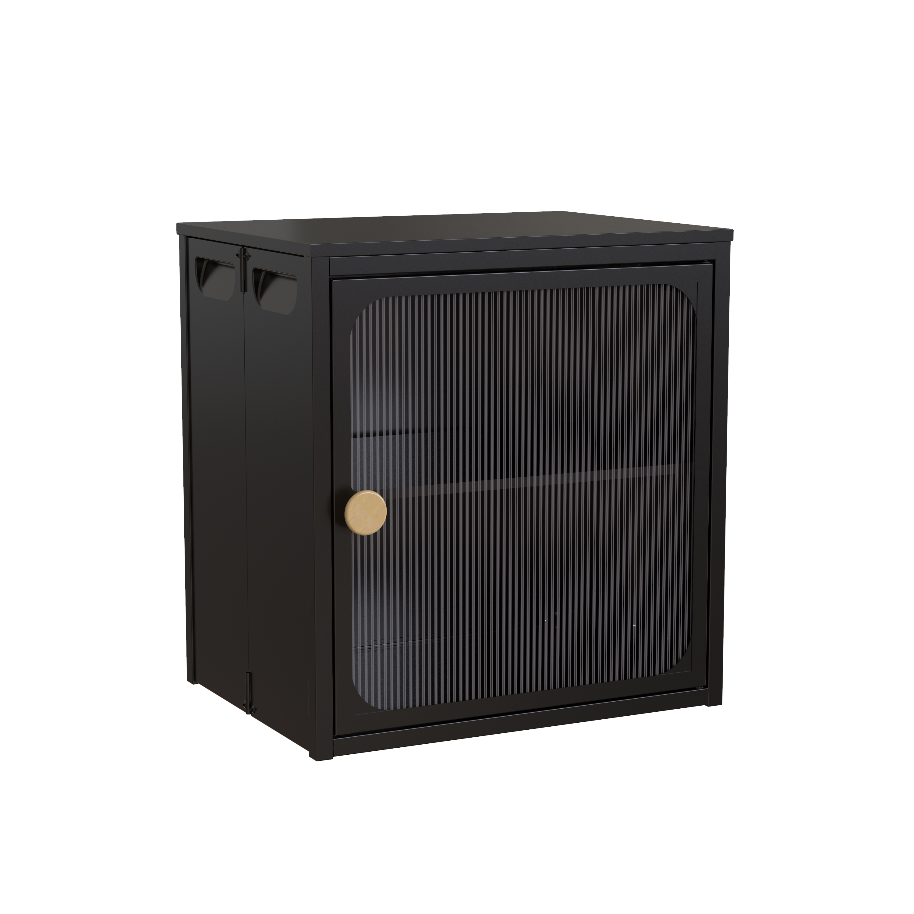 Single Sturdy & Convenient Foldable Cabinet, Durable Steel-Wood Combo With Anti-Slip Design & Quick Fold & Install, Easy To DIY Storage Container With Door, Black_voghion.com