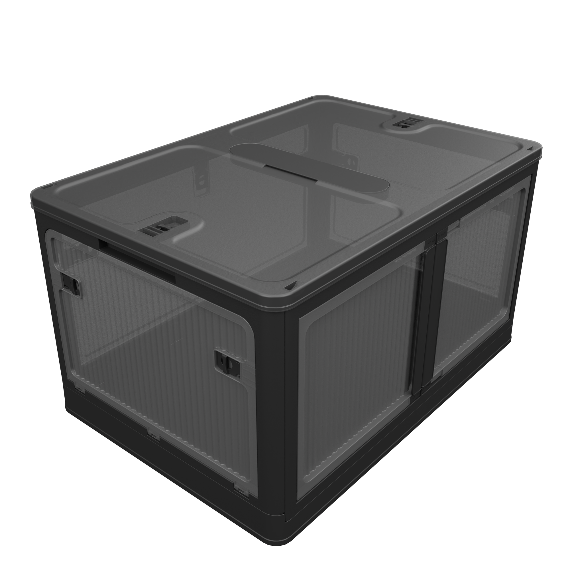 384QT 3-Pack Transparent Stackable Storage Bins With 5 Doors To Open With Wheels, Folding Plastic Craft Containers Large Closet Organizers Box For Bedrooms Living Rooms Study Kids' Toys, Black_voghion.com