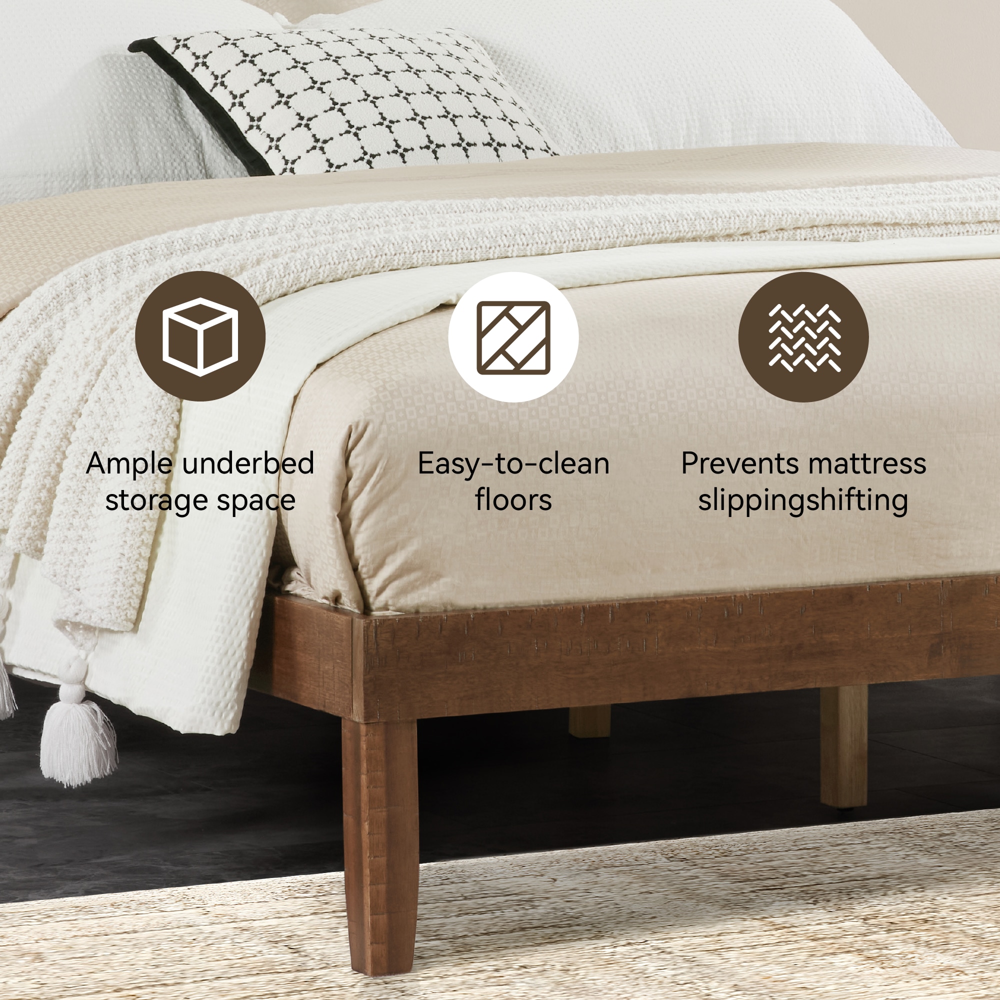 Premium wood King Size Bed Frame - Sturdy and Durable Design, Modern Home Style, Effortlessly Create a Comfortable Bedroom