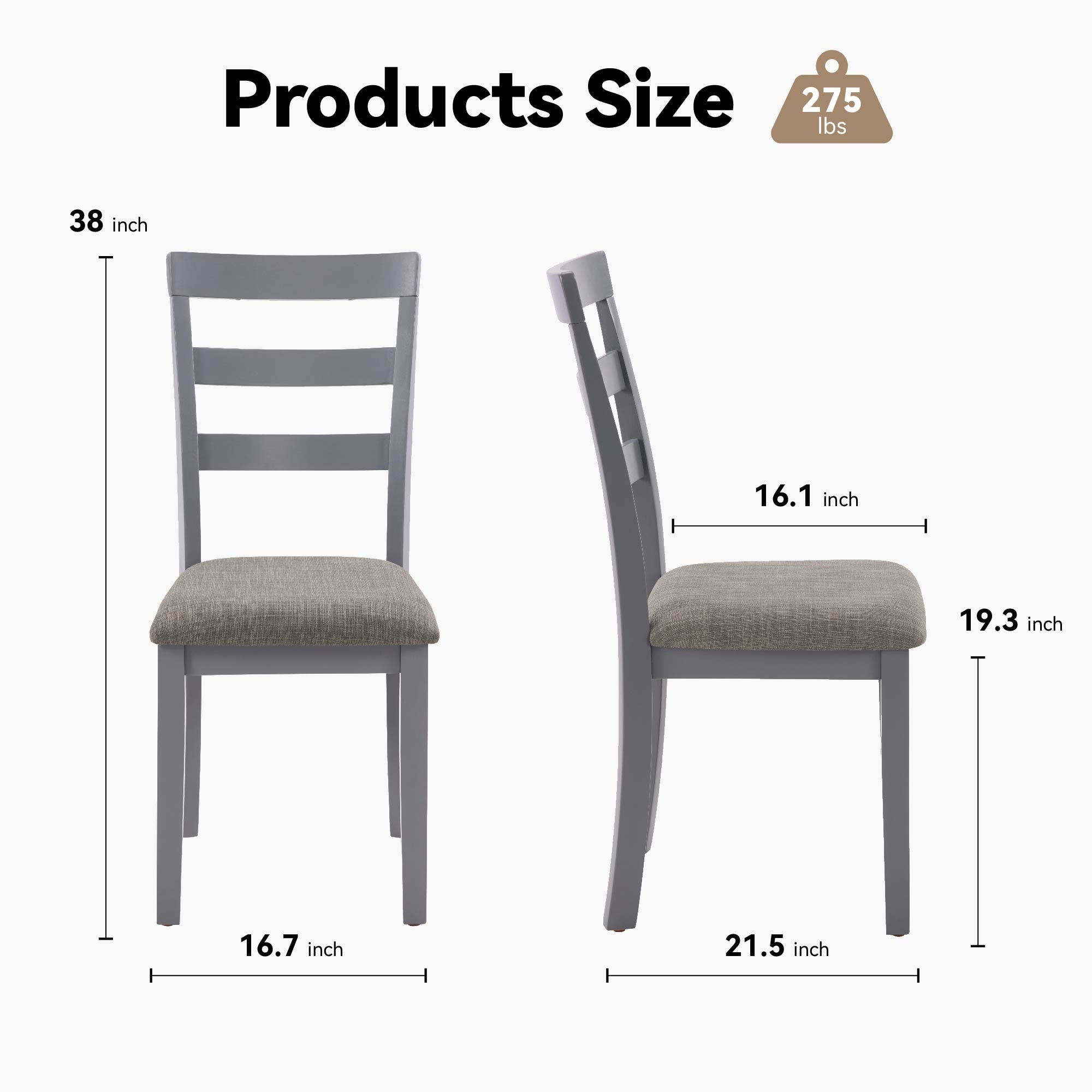 Farmhouse Style Dining Chairs Set of 2, Wooden Kitchen Chairs, Solid Wood Legs, High Ladder Back, Non-Slip Foot Pads, Sturdy Design, 275lbs Capacity – Perfect for Dining Room or Kitchen, Gray Farmhouse Style Dining Chairs Set of 2, Wooden Kitchen Chairs, Solid Wood Legs, High Ladder Back, Non-Slip Foot Pads, Sturdy Design, 275lbs Capacity – Perfect for Dining Room or Kitchen, Gray