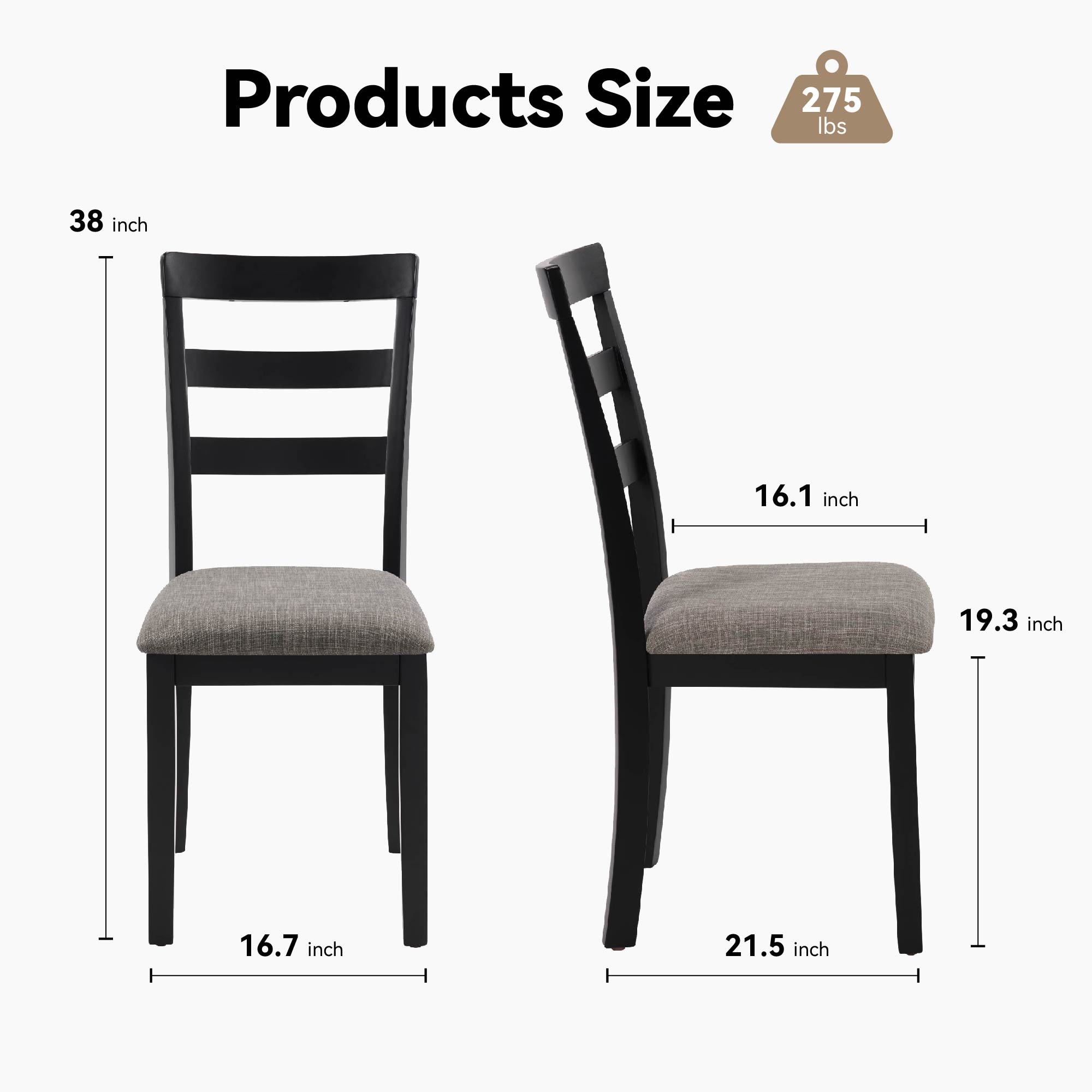 Farmhouse Style Dining Chairs Set of 2, Wooden Kitchen Chairs, Solid Wood Legs, High Ladder Back, Non-Slip Foot Pads, Sturdy Design, 275lbs Capacity – Perfect for Dining Room or Kitchen, Gray Farmhouse Style Dining Chairs Set of 2, Wooden Kitchen Chairs, Solid Wood Legs, High Ladder Back, Non-Slip Foot Pads, Sturdy Design, 275lbs Capacity – Perfect for Dining Room or Kitchen, Gray