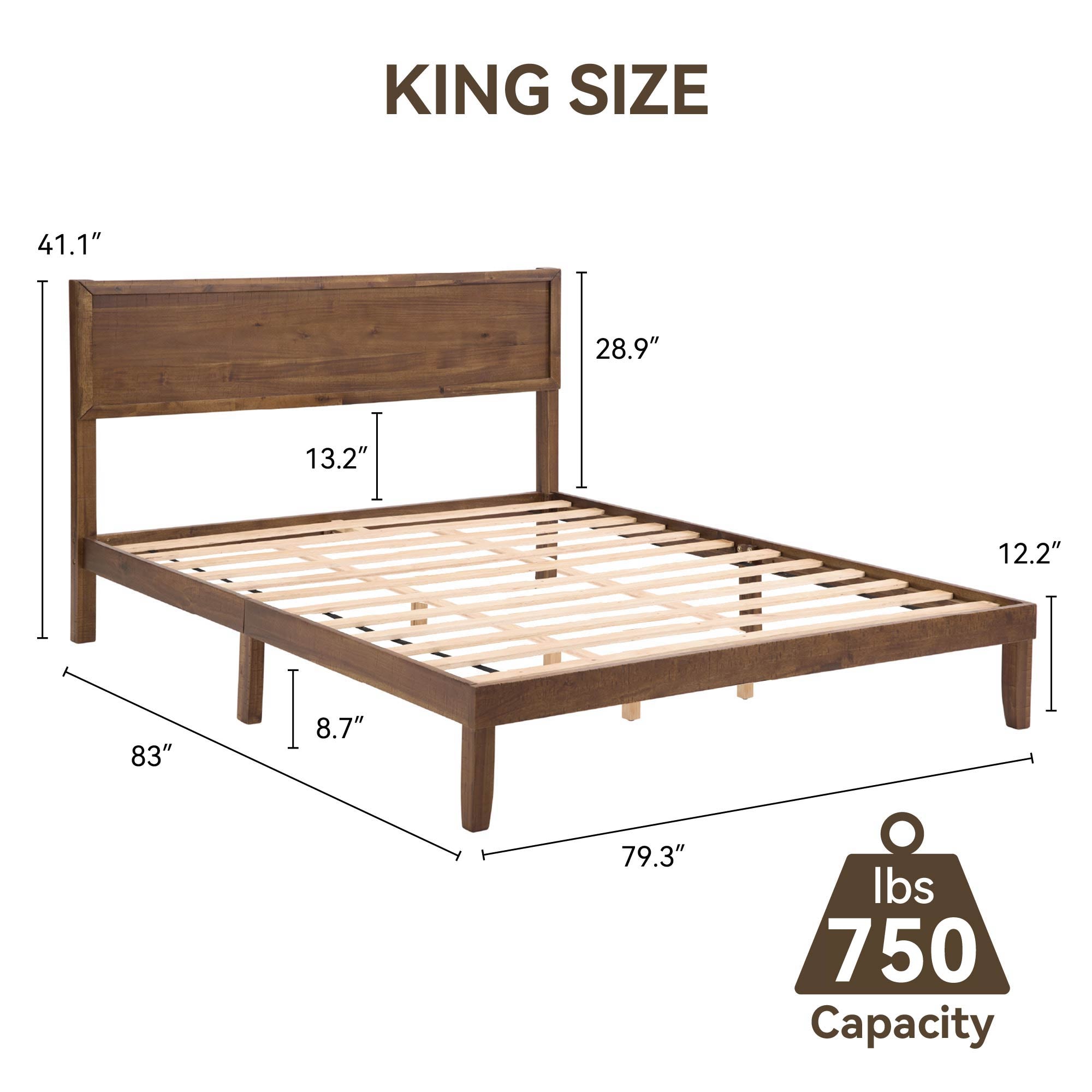 Premium wood King Size Bed Frame - Sturdy and Durable Design, Modern Home Style, Effortlessly Create a Comfortable Bedroom