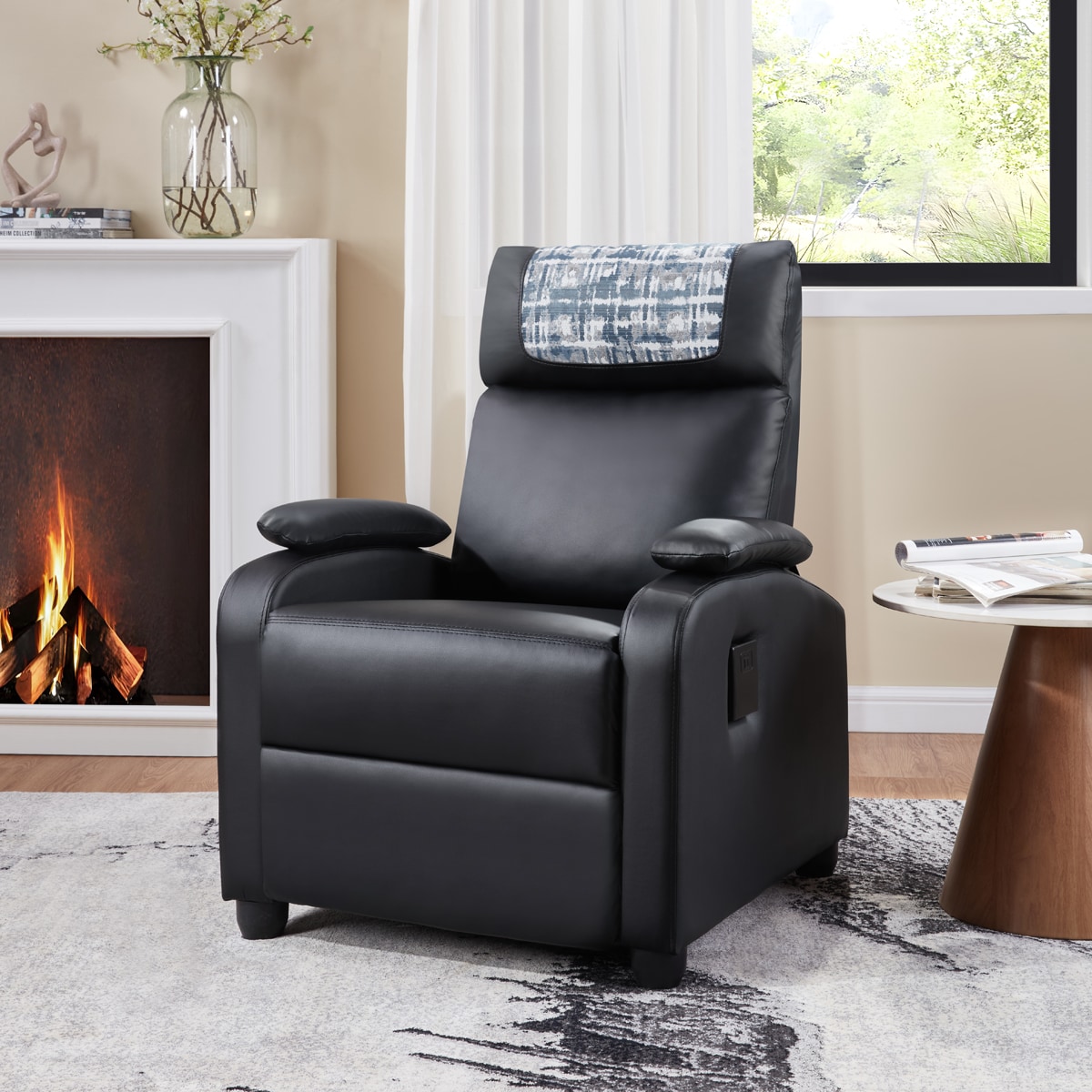 Recliner Chair, Classic and Traditional Manual Recliner Chair with Comfortable Arms and Back Single Sofa for Living Room, Black Recliner Chair, Classic and Traditional Manual Recliner Chair with Comfortable Arms and Back Single Sofa for Living Room, Black