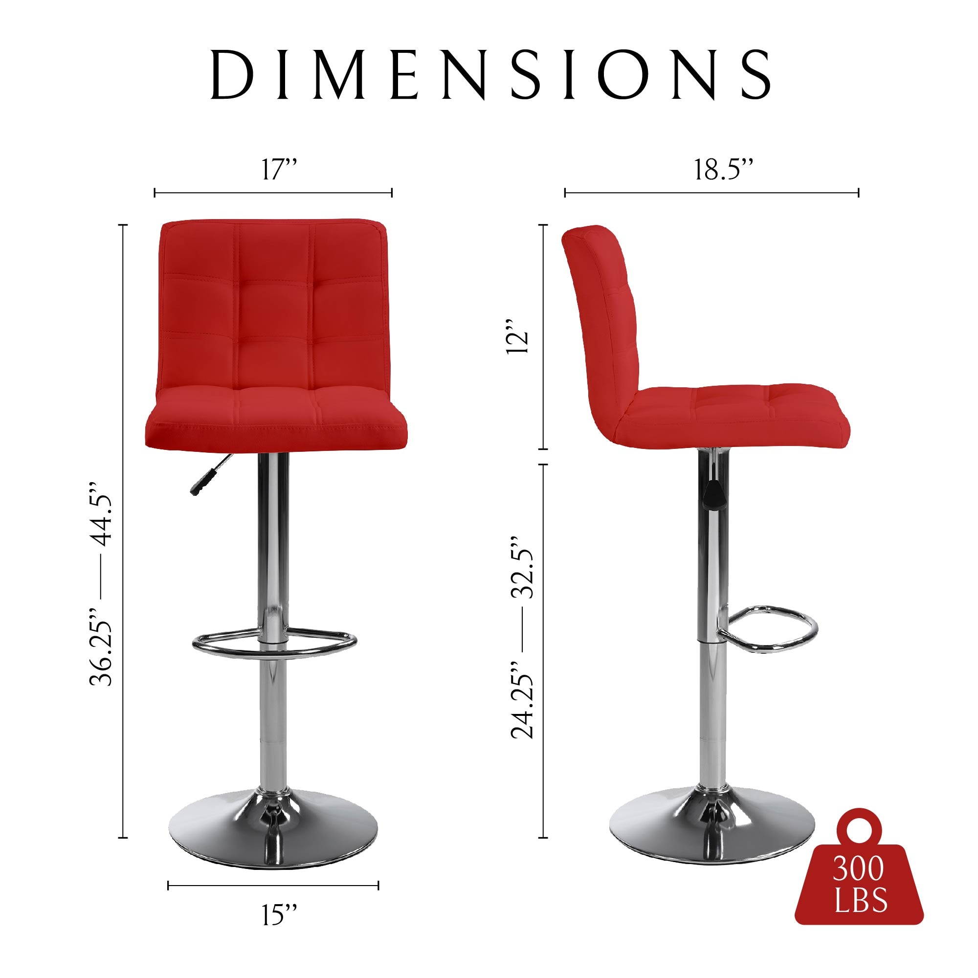 Bar Stools 1 Set of 2, Counter Height Bar Stools, Square Cushion Bar Stools with Back, Footstool, Cafe, Red, 2 pieces Bar Stools 1 Set of 2, Counter Height Bar Stools, Square Cushion Bar Stools with Back, Footstool, Cafe, Red, 2 pieces