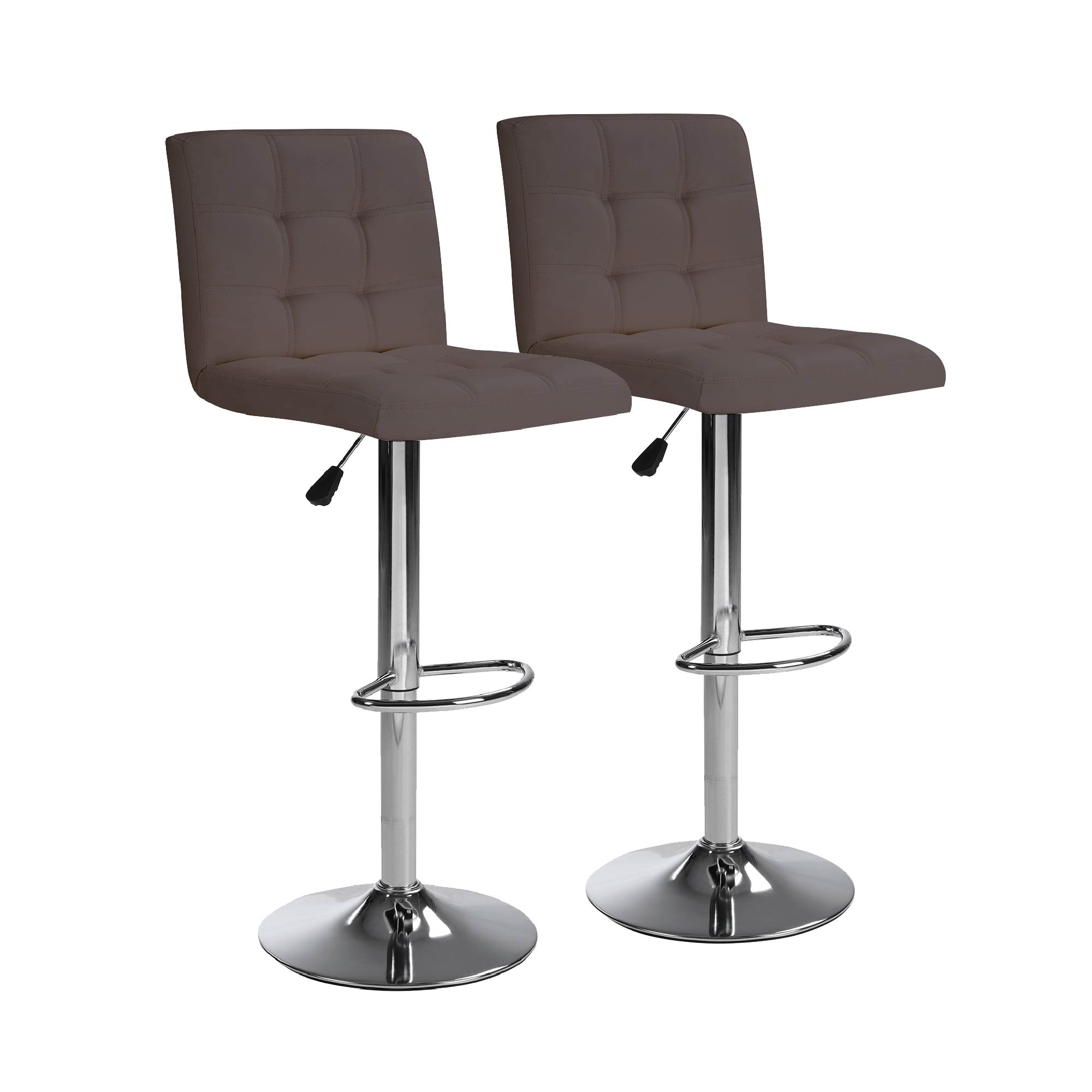 Bar Stools 1 Set of 2, Counter Height Bar Stools, Square Cushion Bar Stools with Back, Footstool, Cafe, Brown, 2 pieces Bar Stools 1 Set of 2, Counter Height Bar Stools, Square Cushion Bar Stools with Back, Footstool, Cafe, Brown, 2 pieces