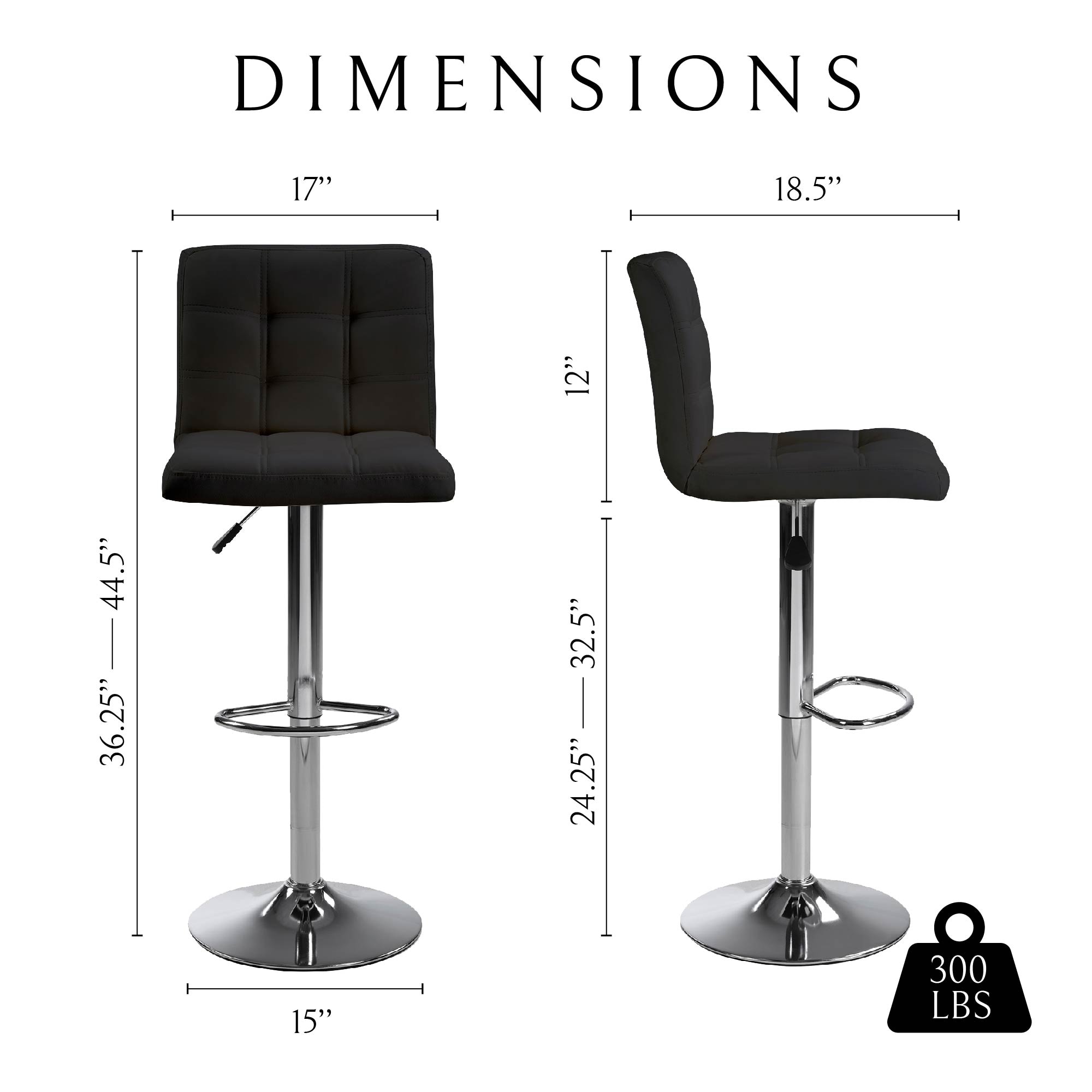Bar Stools 1 Set of 2, Counter Height Bar Stools, Square Cushion Bar Stools with Back, Footstool, Cafe, Black, 2 pieces Bar Stools 1 Set of 2, Counter Height Bar Stools, Square Cushion Bar Stools with Back, Footstool, Cafe, Black, 2 pieces