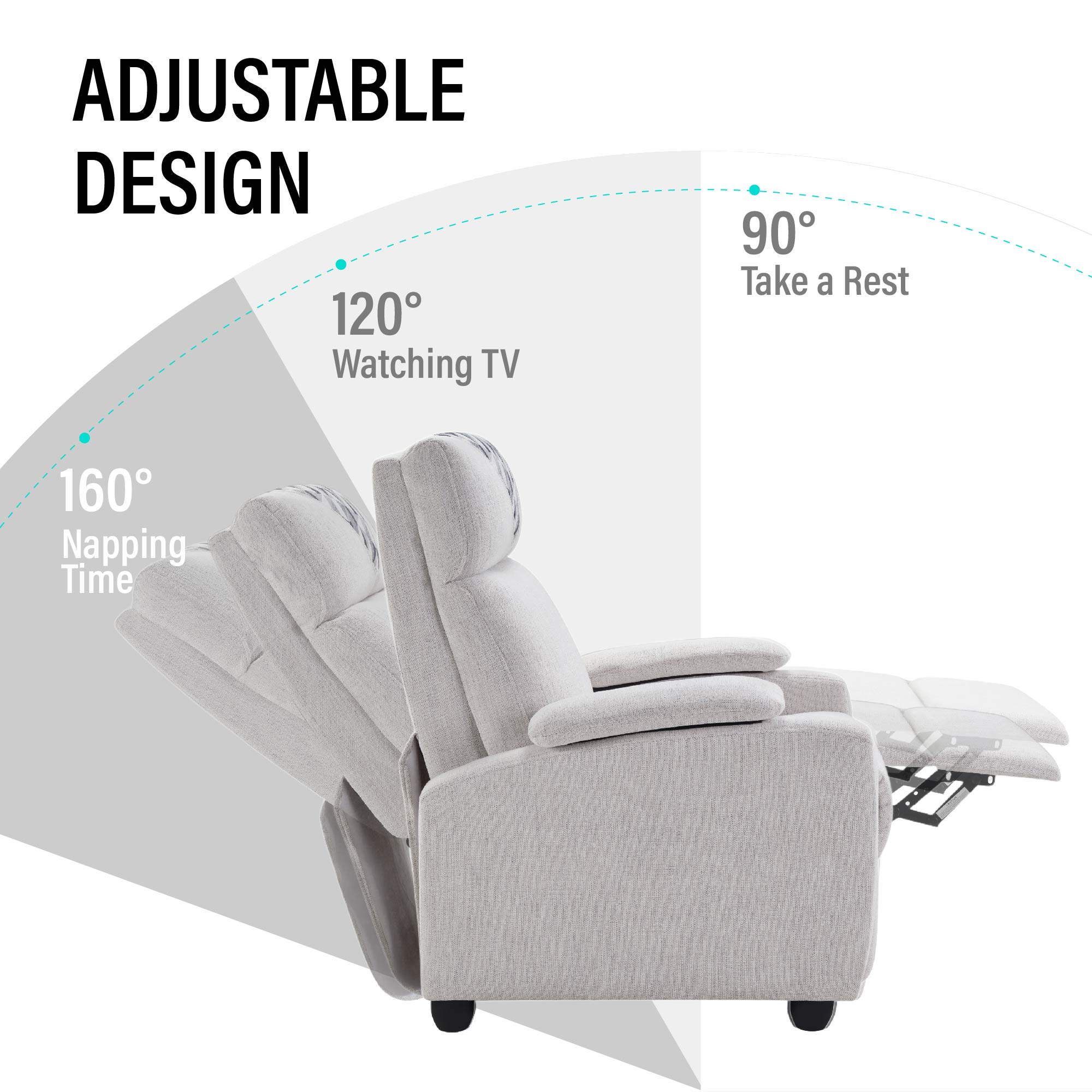 Recliner Chair, Classic and Traditional Manual Recliner Chair with Comfortable Arms and Back Single Sofa for Living Room, Light Gray Recliner Chair, Classic and Traditional Manual Recliner Chair with Comfortable Arms and Back Single Sofa for Living Room, Light Gray