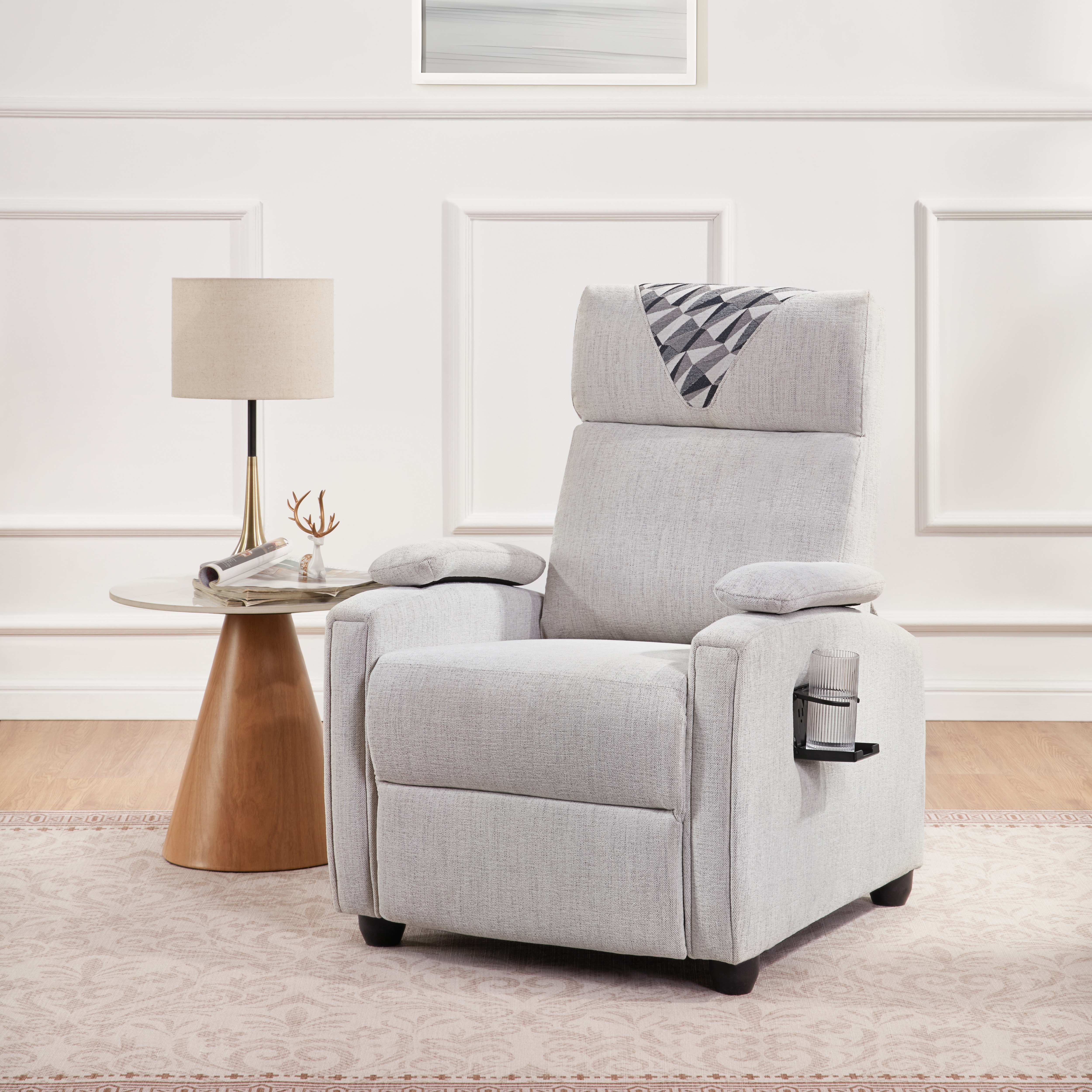 Recliner Chair, Classic and Traditional Manual Recliner Chair with Comfortable Arms and Back Single Sofa for Living Room, Light Gray Recliner Chair, Classic and Traditional Manual Recliner Chair with Comfortable Arms and Back Single Sofa for Living Room, Light Gray