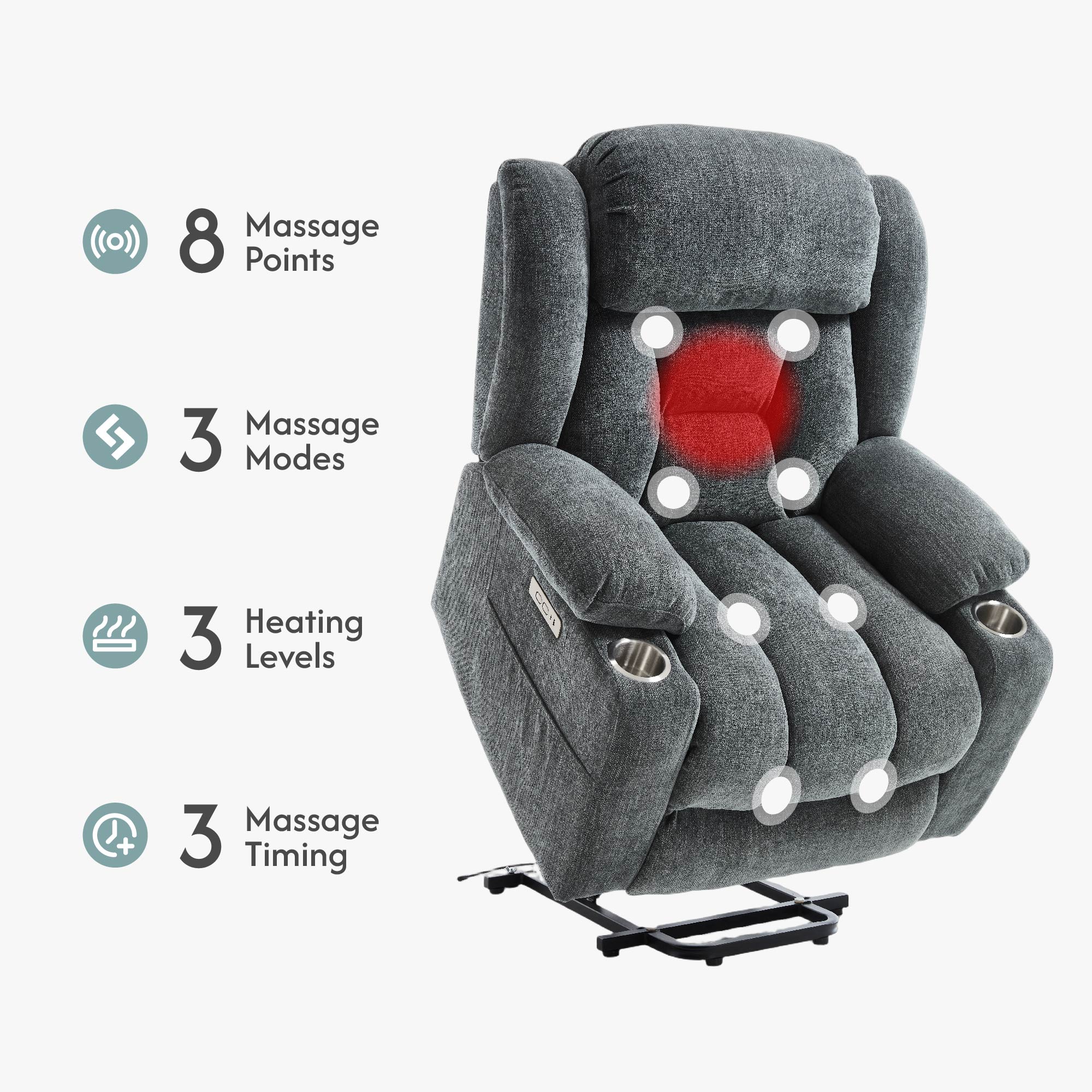 Power Lift Recliner Chair for Elderly, Recliner chair with Massage & Heat, Electric Leather Lift Recliner Chair for Living Room with Side Pocket, USB & Type-C Charge Port, Charcoal Gray Power Lift Recliner Chair for Elderly, Recliner chair with Massage & Heat, Electric Leather Lift Recliner Chair for Living Room with Side Pocket, USB & Type-C Charge Port, Charcoal Gray