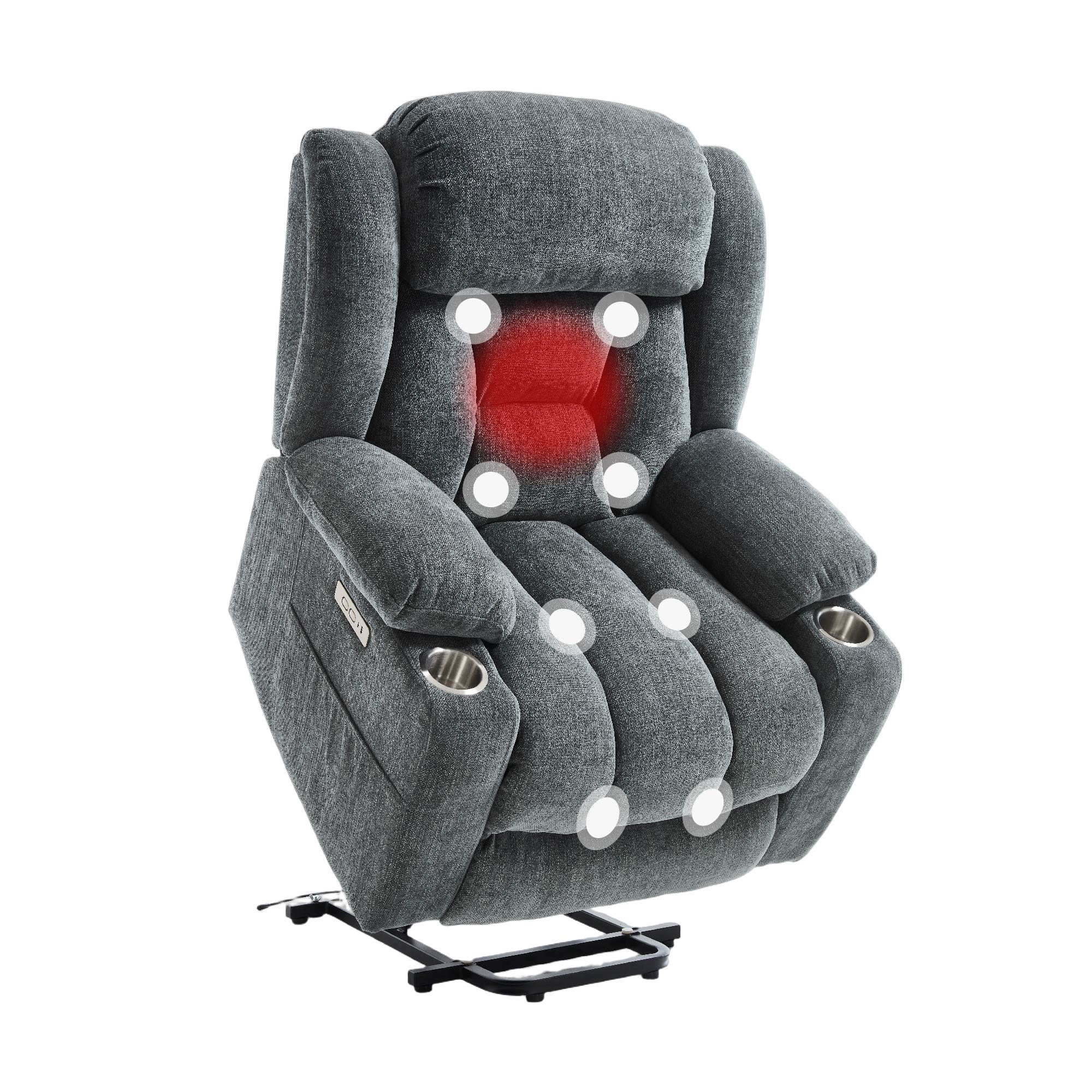 Power Lift Recliner Chair for Elderly, Recliner chair with Massage & Heat, Electric Leather Lift Recliner Chair for Living Room with Side Pocket, USB & Type-C Charge Port, Charcoal Gray Power Lift Recliner Chair for Elderly, Recliner chair with Massage & Heat, Electric Leather Lift Recliner Chair for Living Room with Side Pocket, USB & Type-C Charge Port, Charcoal Gray