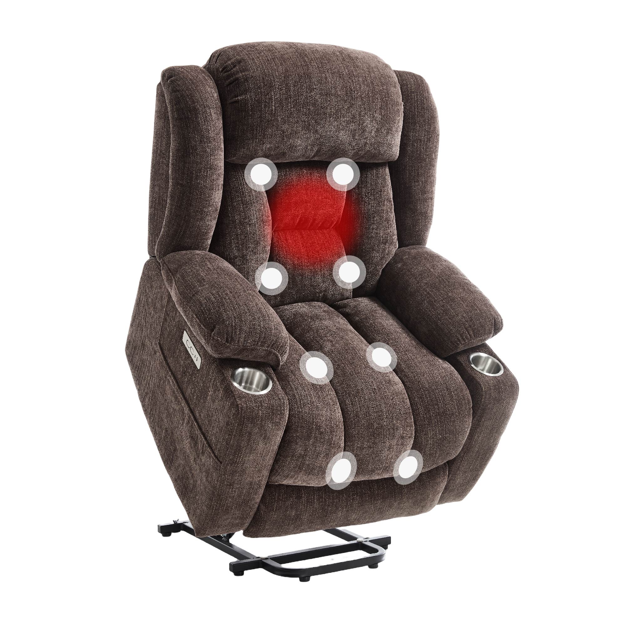 Power Lift Recliner Chair for Elderly, Recliner chair with Massage & Heat, Electric Leather Lift Recliner Chair for Living Room with Side Pocket, USB & Type-C Charge Port, Dark Brown Power Lift Recliner Chair for Elderly, Recliner chair with Massage & Heat, Electric Leather Lift Recliner Chair for Living Room with Side Pocket, USB & Type-C Charge Port, Dark Brown