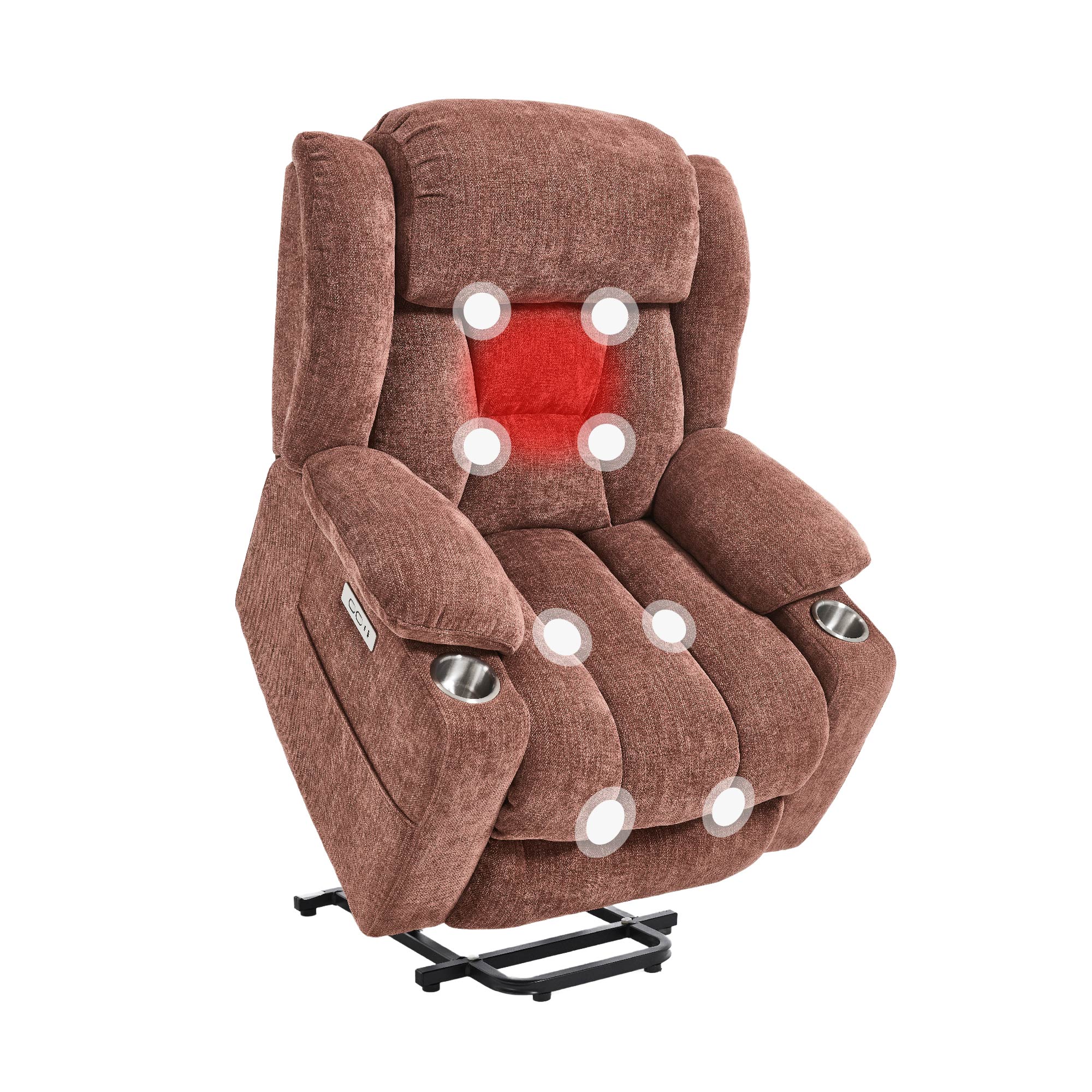 Power Lift Recliner Chair for Elderly, Recliner chair with Massage & Heat, Electric Leather Lift Recliner Chair for Living Room with Side Pocket, USB & Type-C Charge Port, Red Brown Power Lift Recliner Chair for Elderly, Recliner chair with Massage & Heat, Electric Leather Lift Recliner Chair for Living Room with Side Pocket, USB & Type-C Charge Port, Red Brown