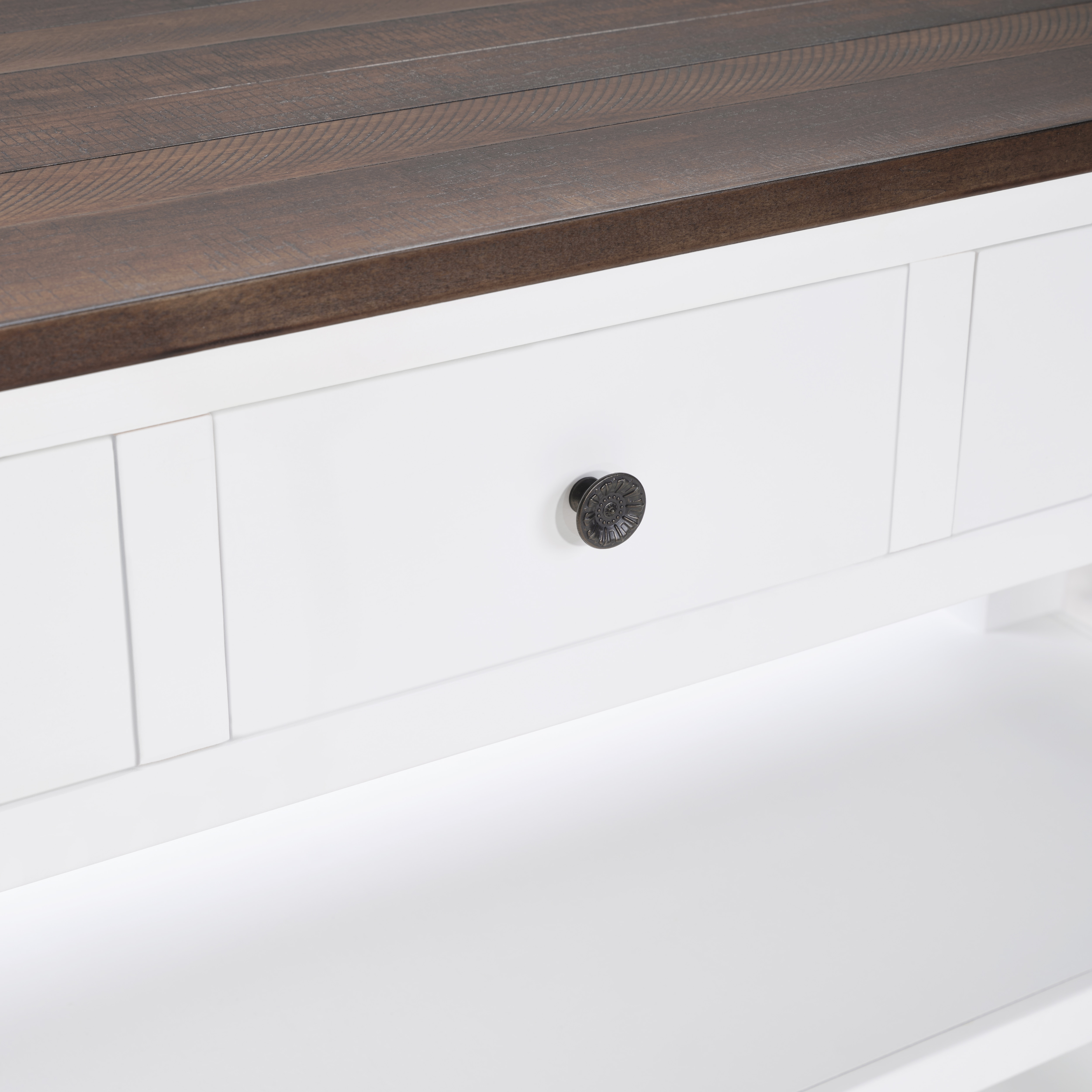 Retro Design Console Table With Two Open Shelves, Pine Solid Wood Frame And Legs For Living Room_voghion.com