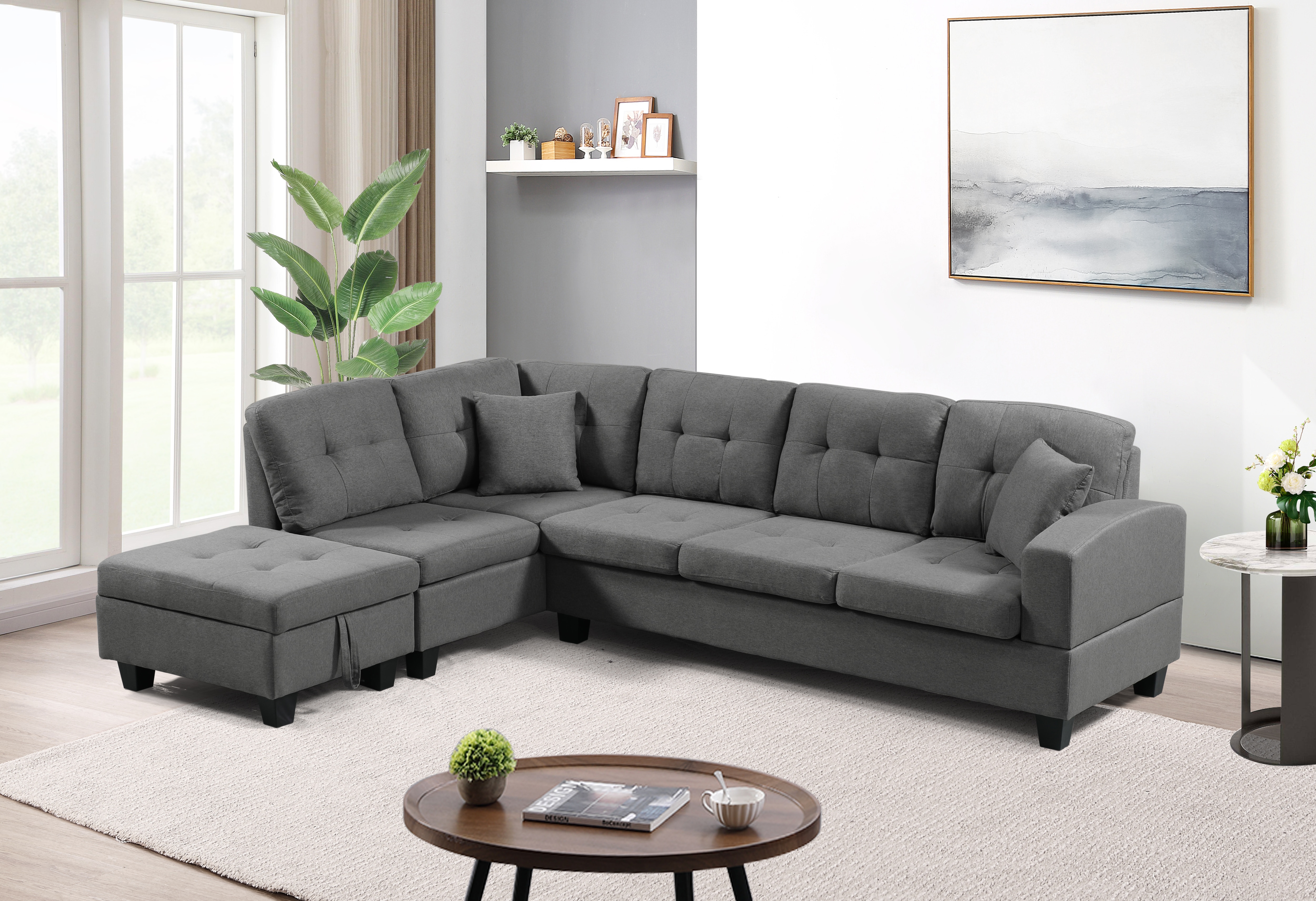 Left fabric sofa with Ottoman
Left fabric sofa with Ottoman