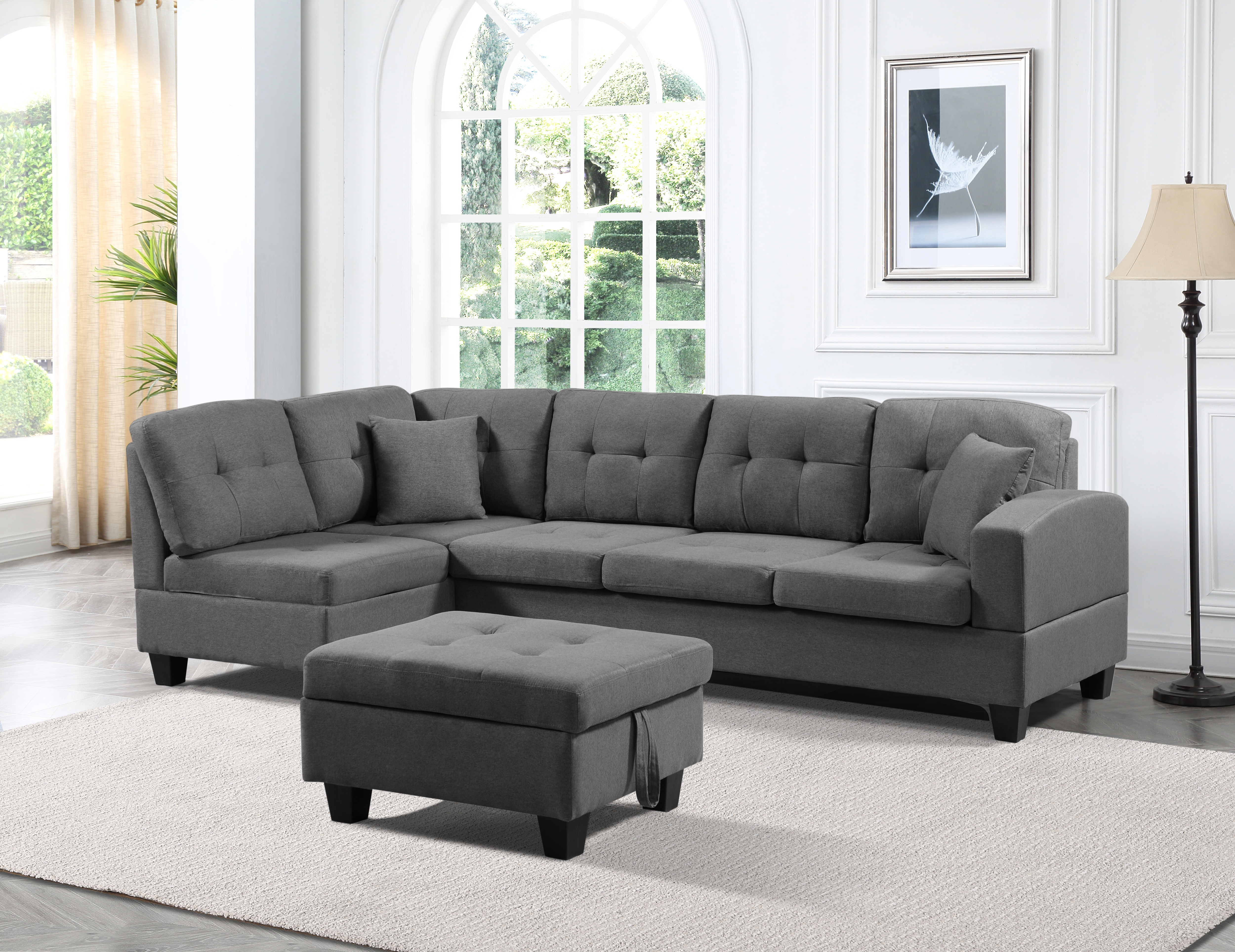 Left fabric sofa with Ottoman
Left fabric sofa with Ottoman