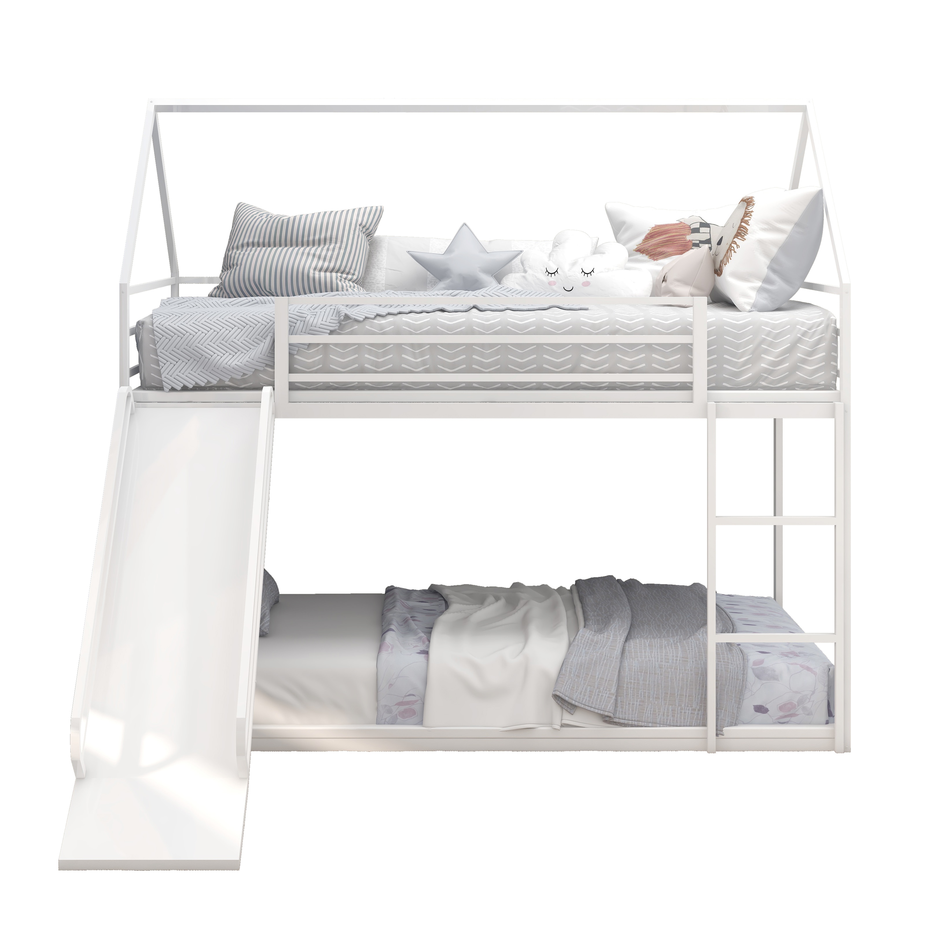 Twin over Twin House Bed with Ladder and Slider, House Bed, Bunk Bed Twin over Twin House Bed with Ladder and Slider, House Bed, Bunk Bed