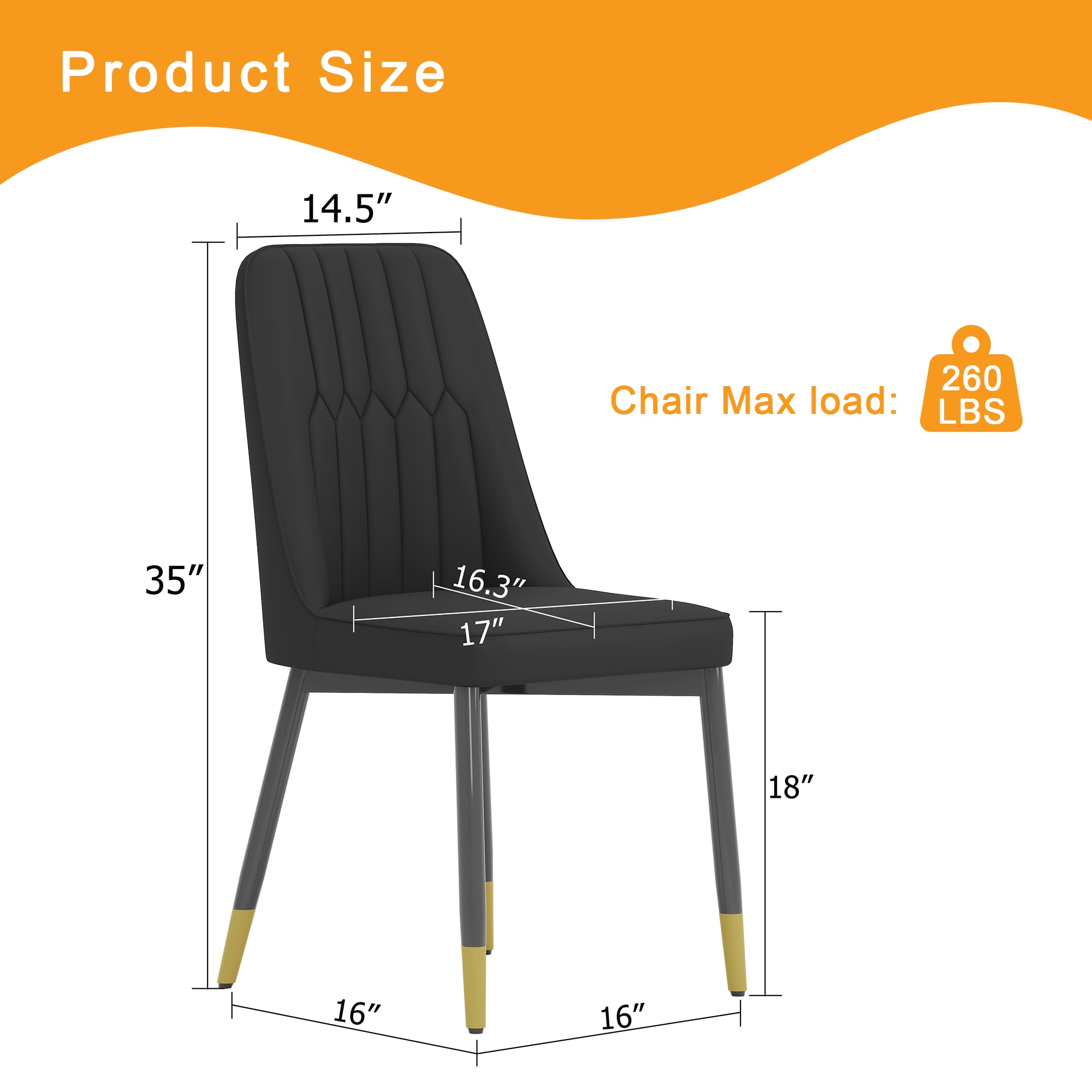 Elegant Dining Chairs Set of Four - piece Dining Chairs, Ideal for Multiple Scenarios.Suitable for various places such as dining rooms, kitchens, living rooms, and offices.Black PU Leather,Set of 4.