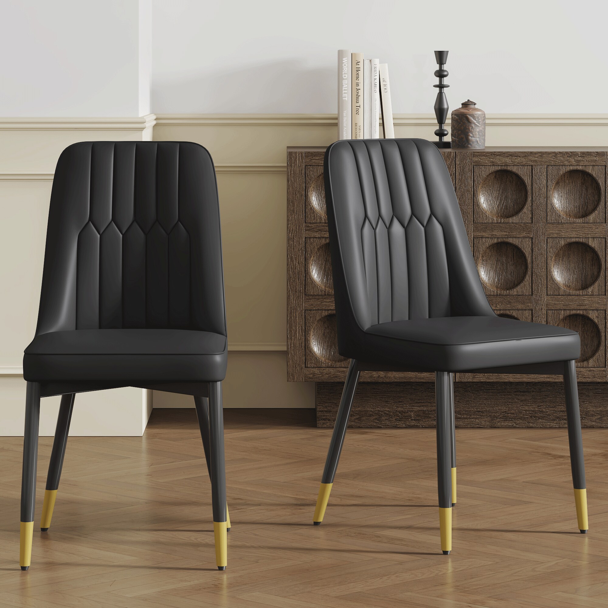 Elegant Dining Chairs Set of Two - piece Dining Chairs, Ideal for Multiple Scenarios.Suitable for various places such as dining rooms, kitchens, living rooms, and offices.Black PU Leather,Set of 2. Elegant Dining Chairs Set of Two - piece Dining Chairs, Ideal for Multiple Scenarios.Suitable for various places such as dining rooms, kitchens, living rooms, and offices.Black PU Leather,Set of 2.