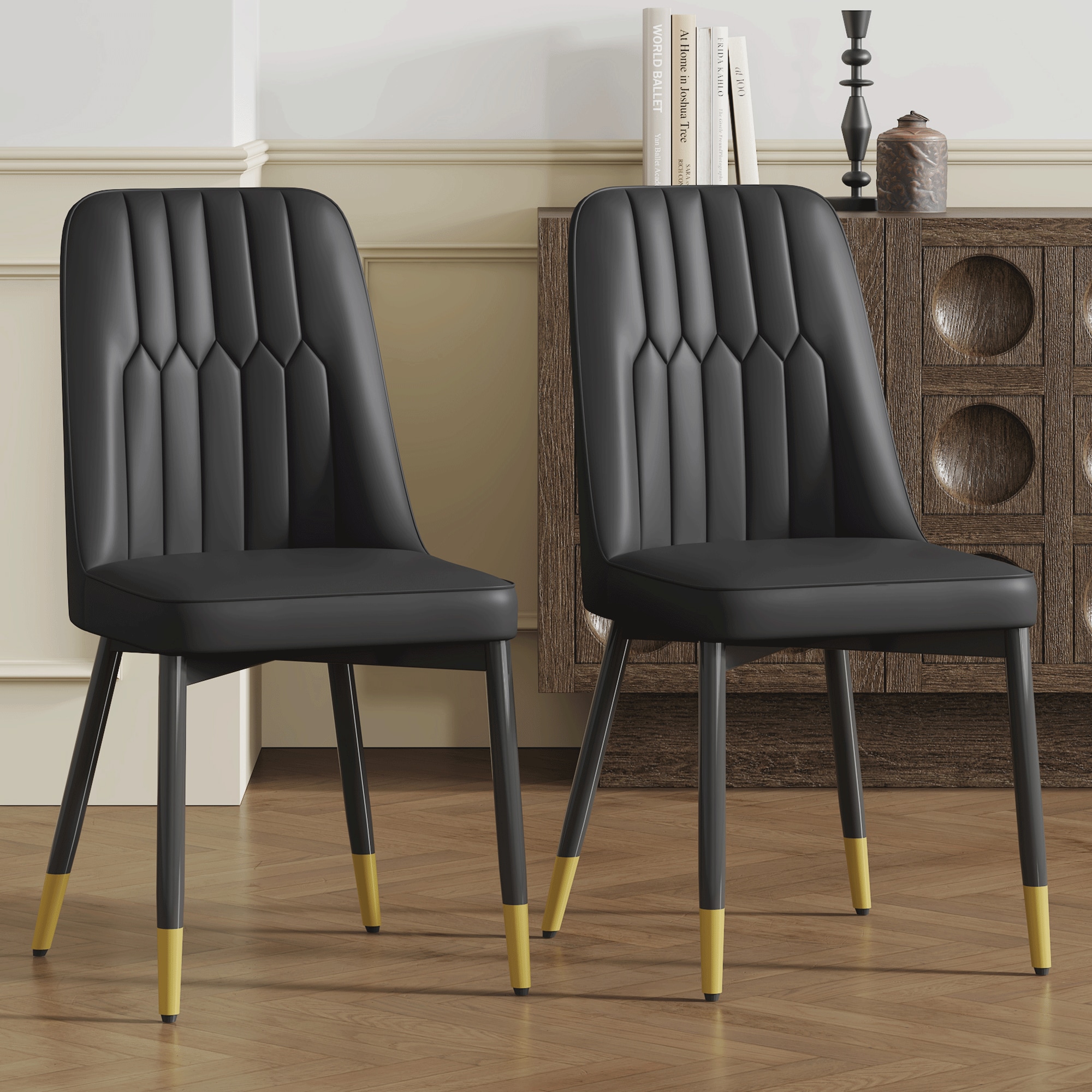 Elegant Dining Chairs Set of Two - piece Dining Chairs, Ideal for Multiple Scenarios.Suitable for various places such as dining rooms, kitchens, living rooms, and offices.Black PU Leather,Set of 2. Elegant Dining Chairs Set of Two - piece Dining Chairs, Ideal for Multiple Scenarios.Suitable for various places such as dining rooms, kitchens, living rooms, and offices.Black PU Leather,Set of 2.